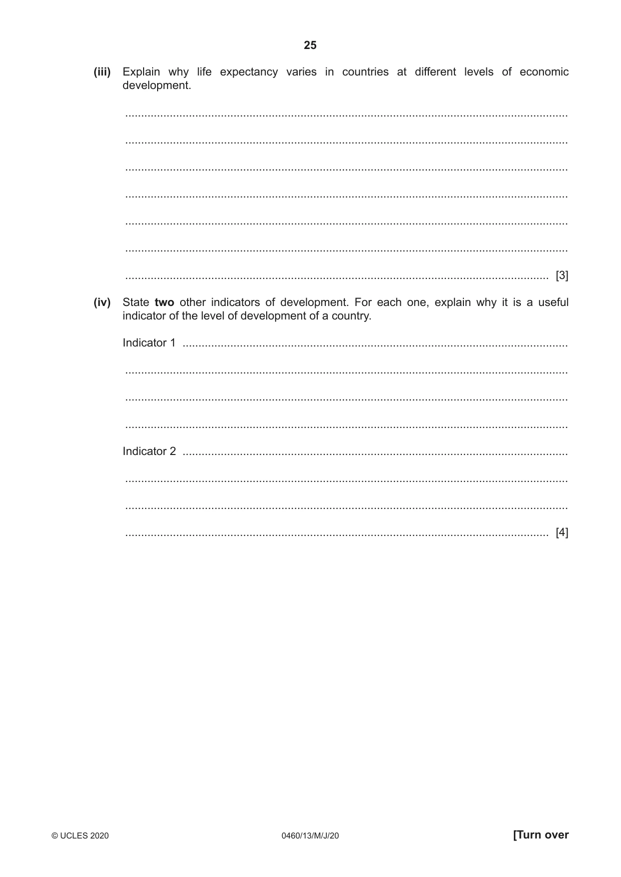 Cambridge IGCSE Geography 0460 2020 May/June Paper 1 · Variant 3 question paper, page 25 of 32