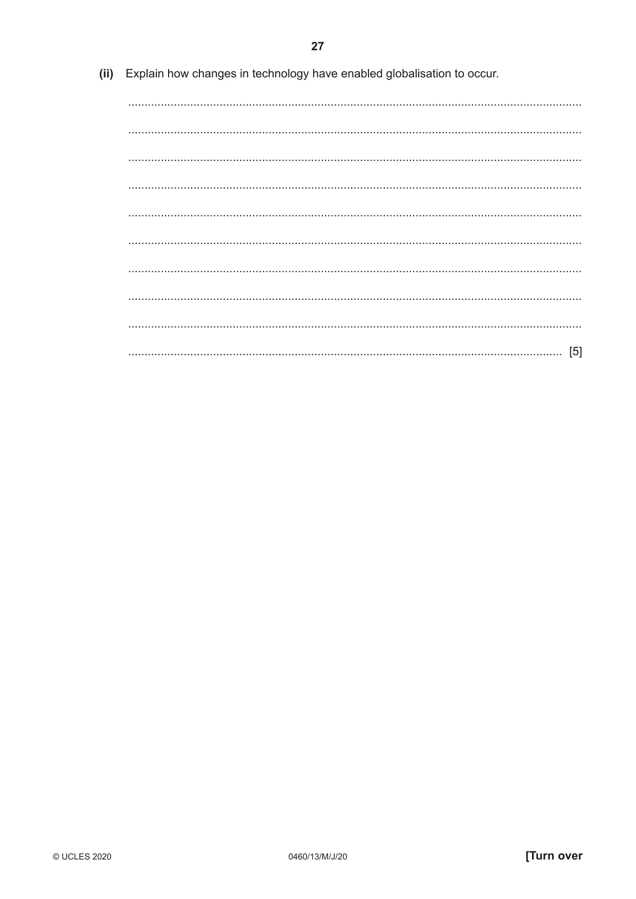 Cambridge IGCSE Geography 0460 2020 May/June Paper 1 · Variant 3 question paper, page 27 of 32