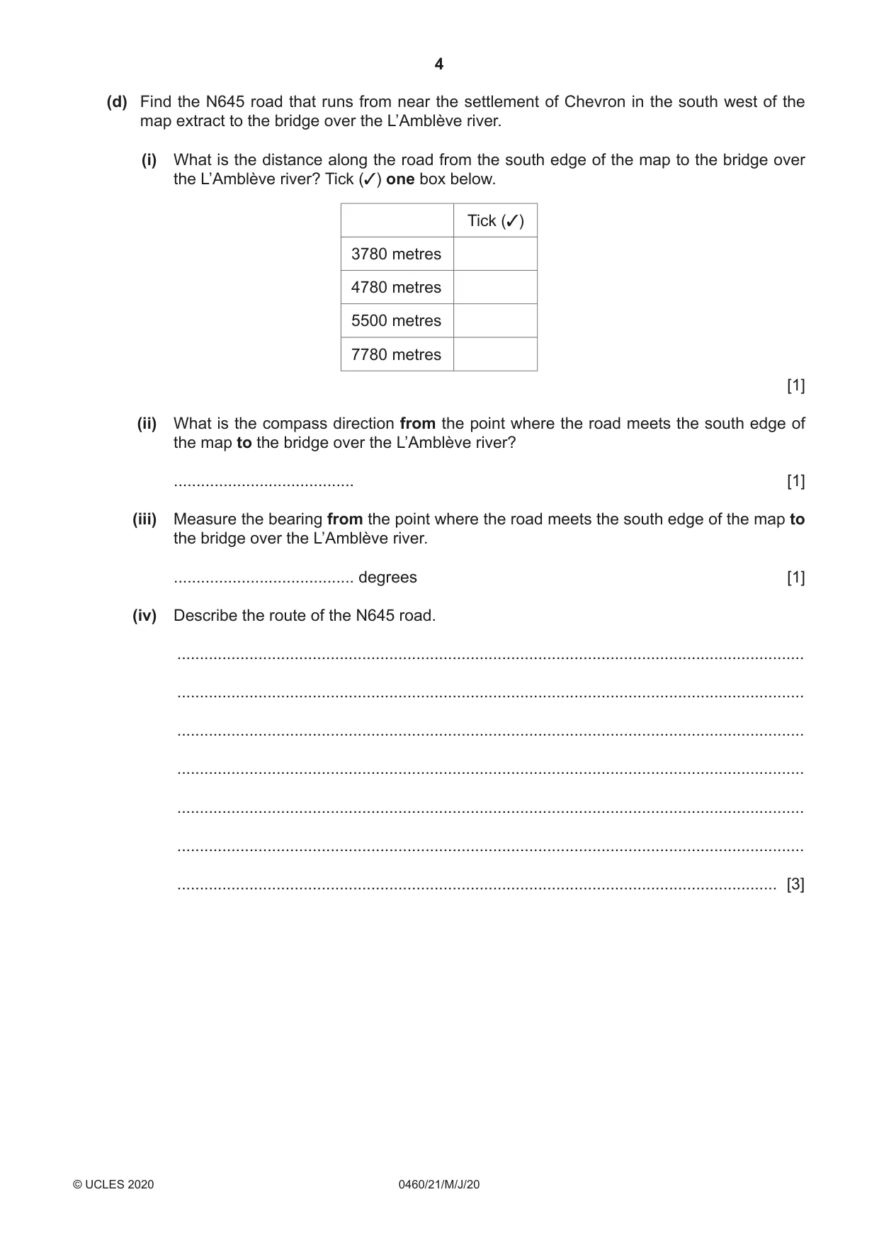 Cambridge IGCSE Geography 0460 2020 May/June Paper 2 · Variant 1 question paper, page 4 of 20