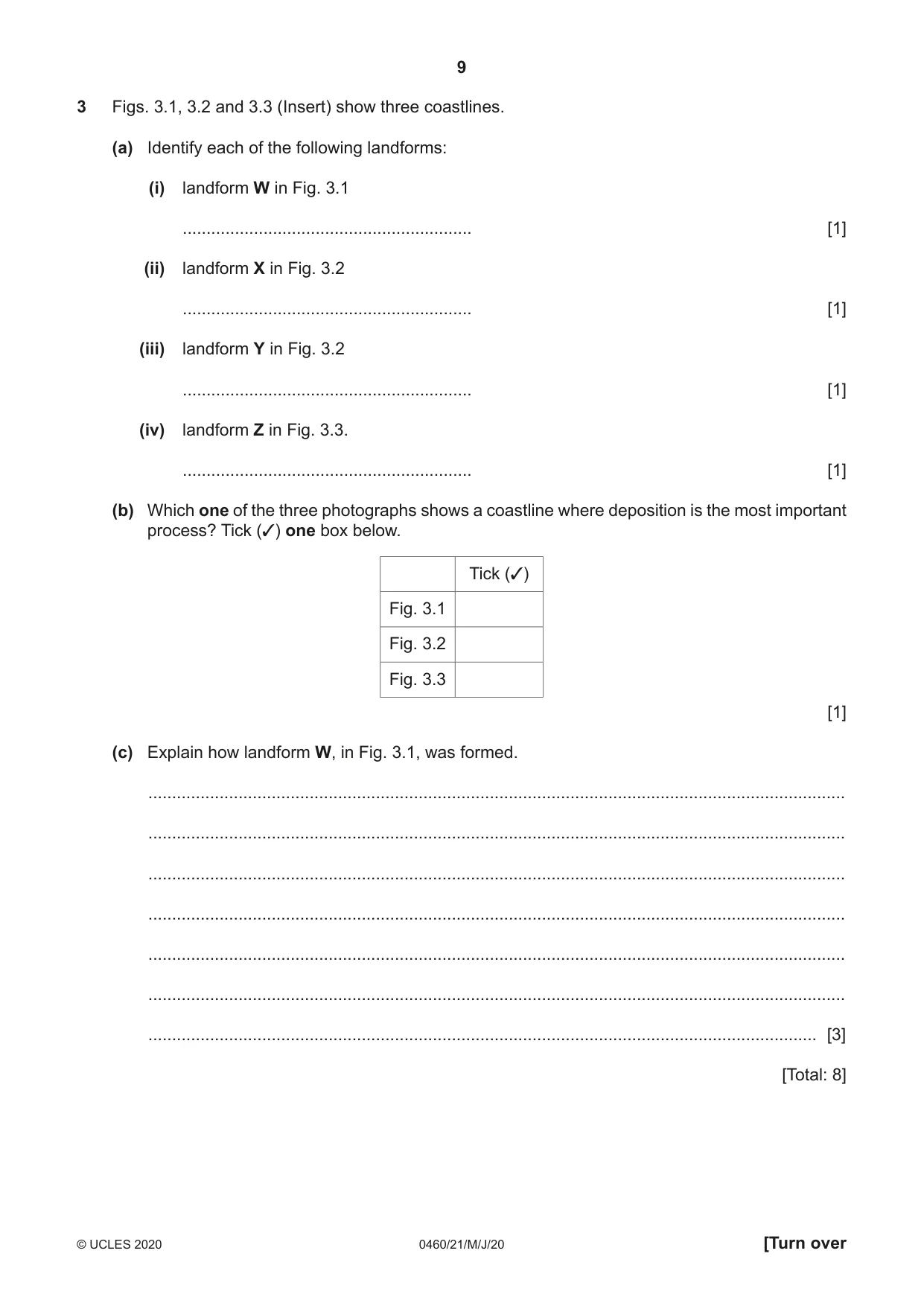 Cambridge IGCSE Geography 0460 2020 May/June Paper 2 · Variant 1 question paper, page 9 of 20