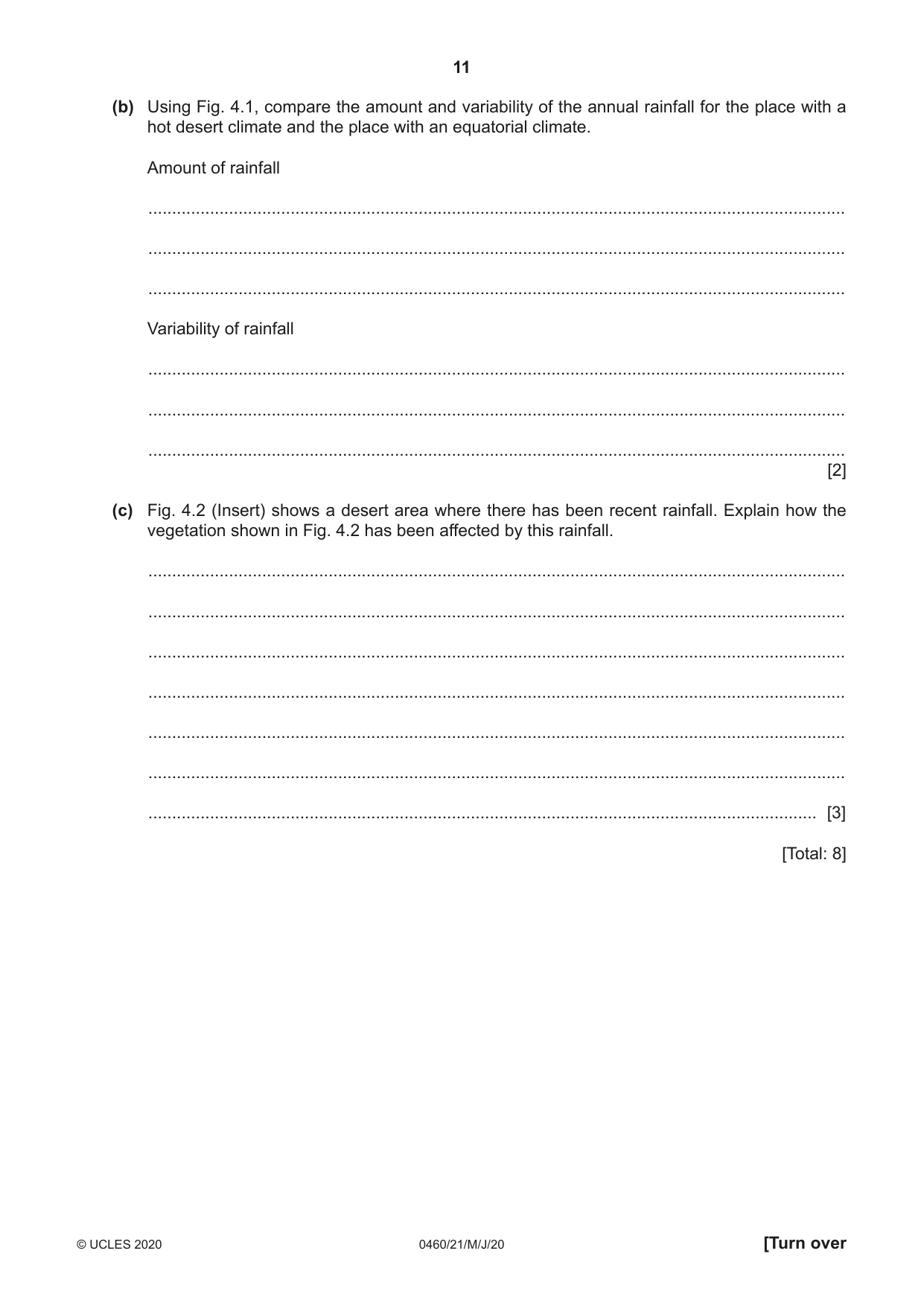 Cambridge IGCSE Geography 0460 2020 May/June Paper 2 · Variant 1 question paper, page 11 of 20