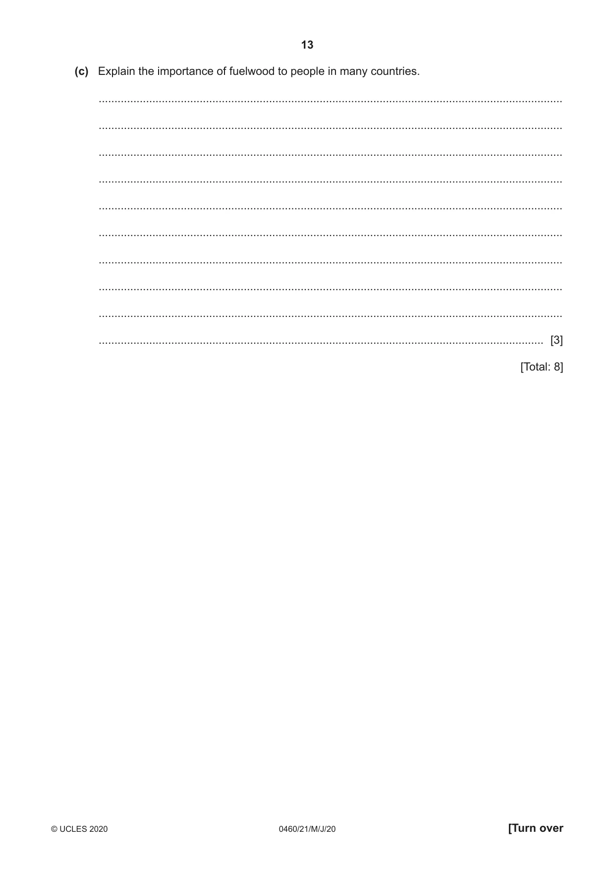 Cambridge IGCSE Geography 0460 2020 May/June Paper 2 · Variant 1 question paper, page 13 of 20
