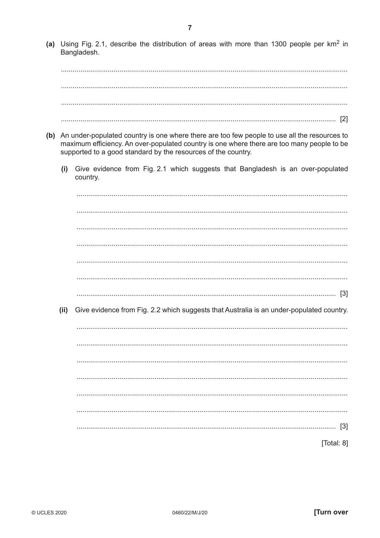 Cambridge IGCSE Geography 0460 2020 May/June Paper 2 · Variant 2 question paper, page 7 of 16
