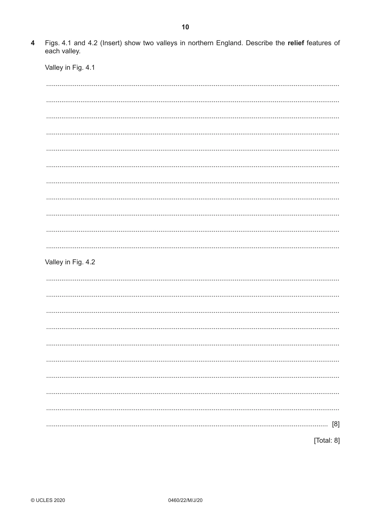 Cambridge IGCSE Geography 0460 2020 May/June Paper 2 · Variant 2 question paper, page 10 of 16