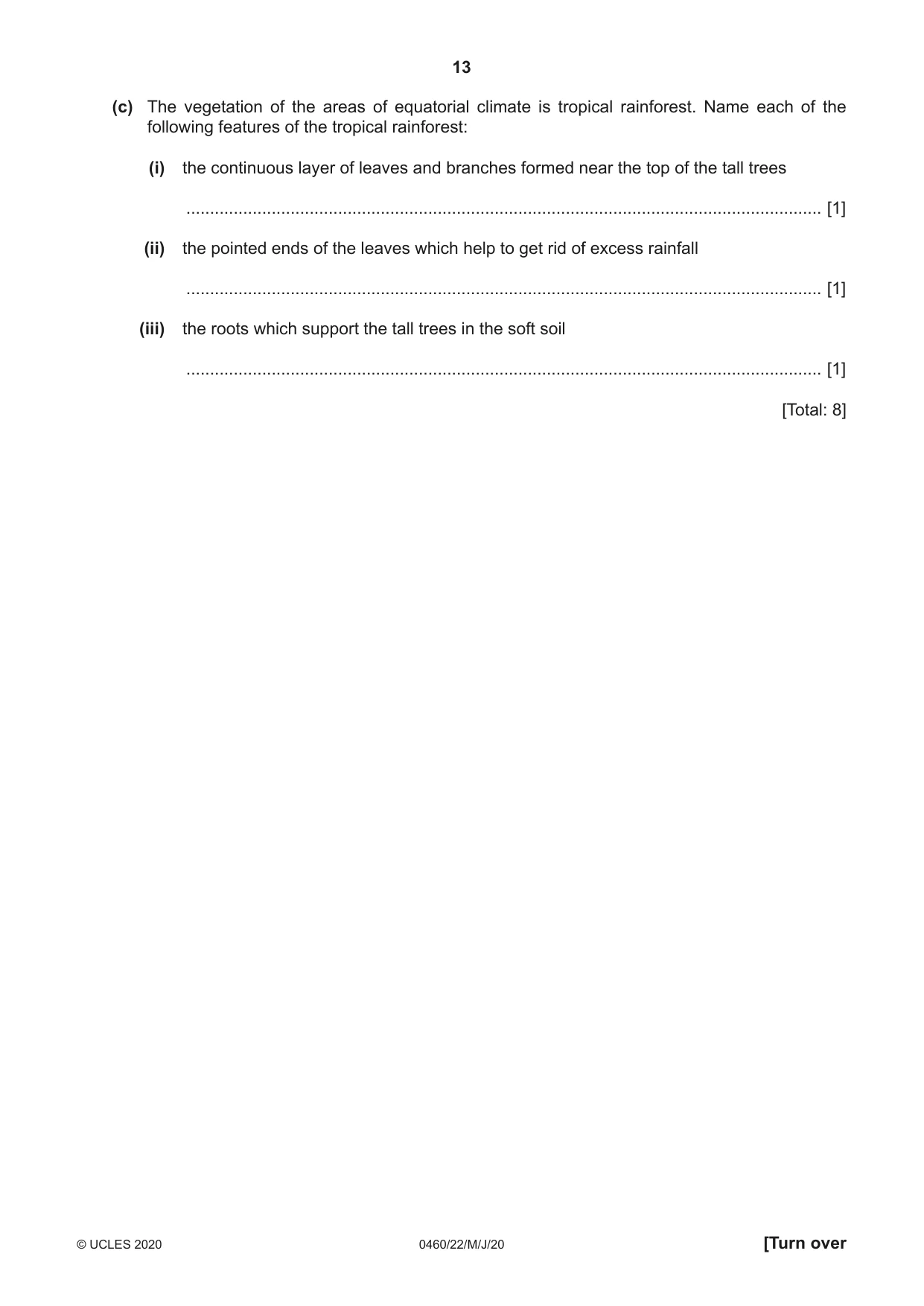 Cambridge IGCSE Geography 0460 2020 May/June Paper 2 · Variant 2 question paper, page 13 of 16