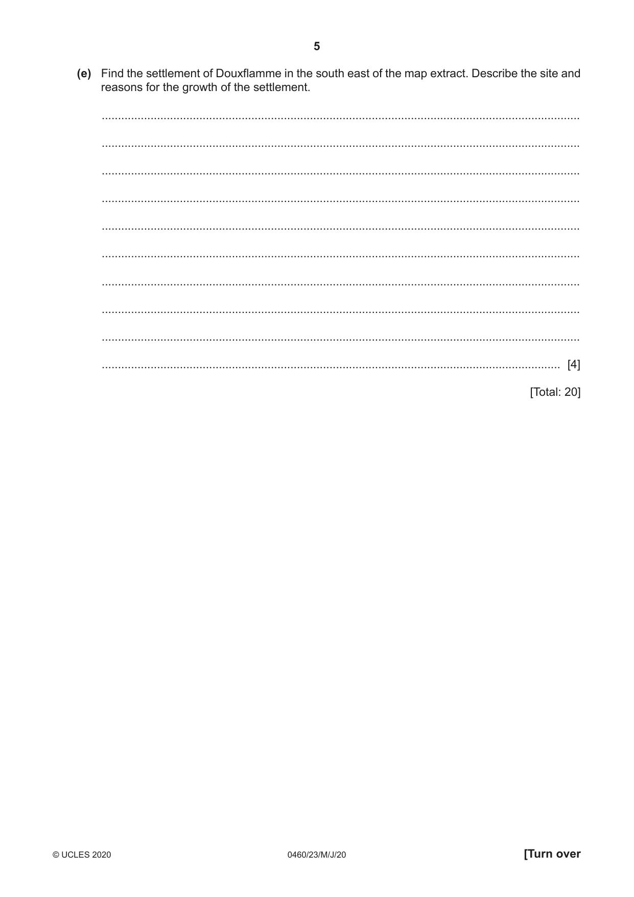 Cambridge IGCSE Geography 0460 2020 May/June Paper 2 · Variant 3 question paper, page 5 of 20