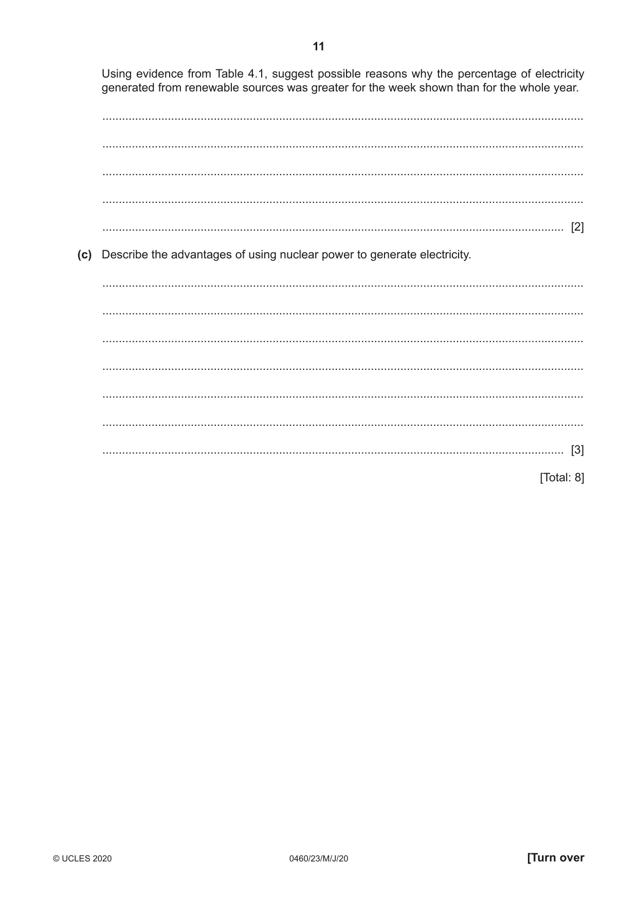 Cambridge IGCSE Geography 0460 2020 May/June Paper 2 · Variant 3 question paper, page 11 of 20