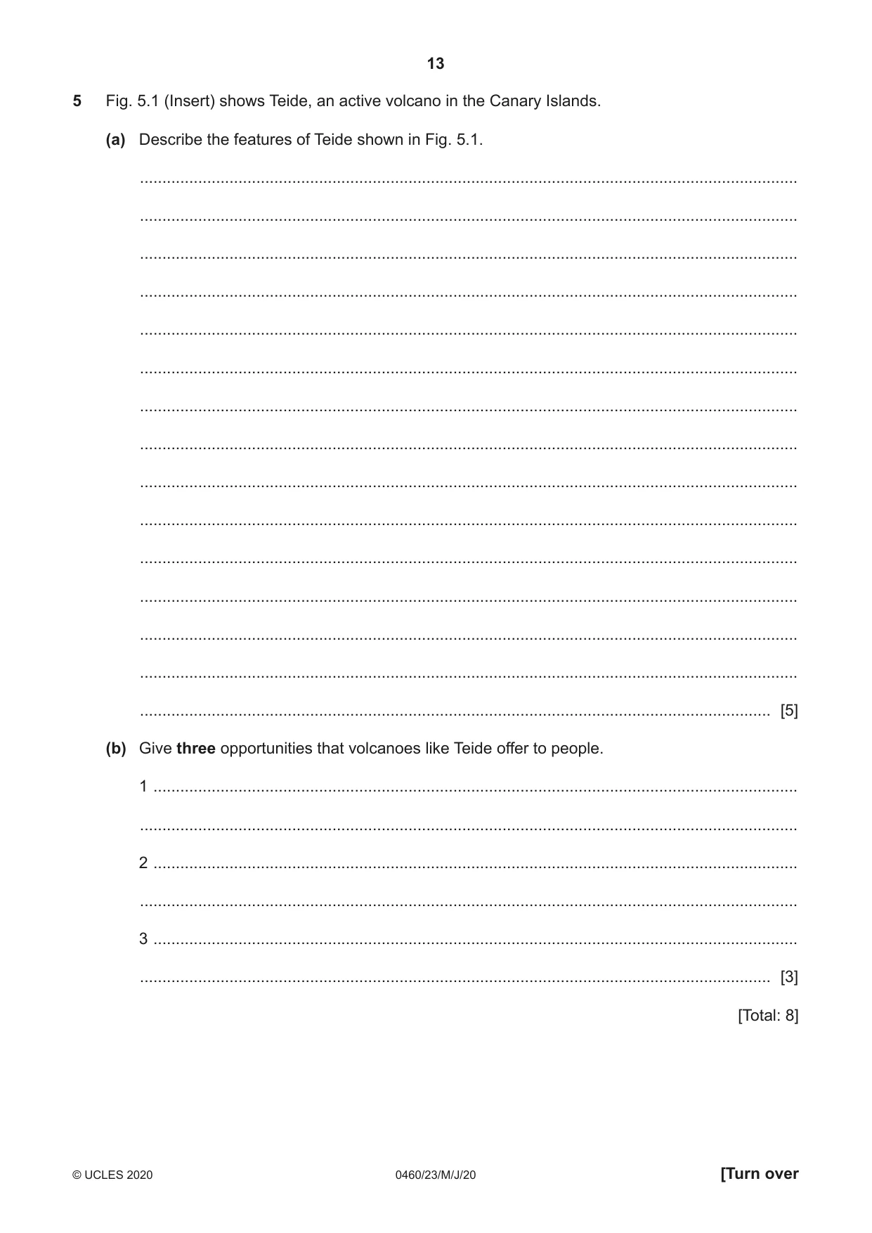 Cambridge IGCSE Geography 0460 2020 May/June Paper 2 · Variant 3 question paper, page 13 of 20