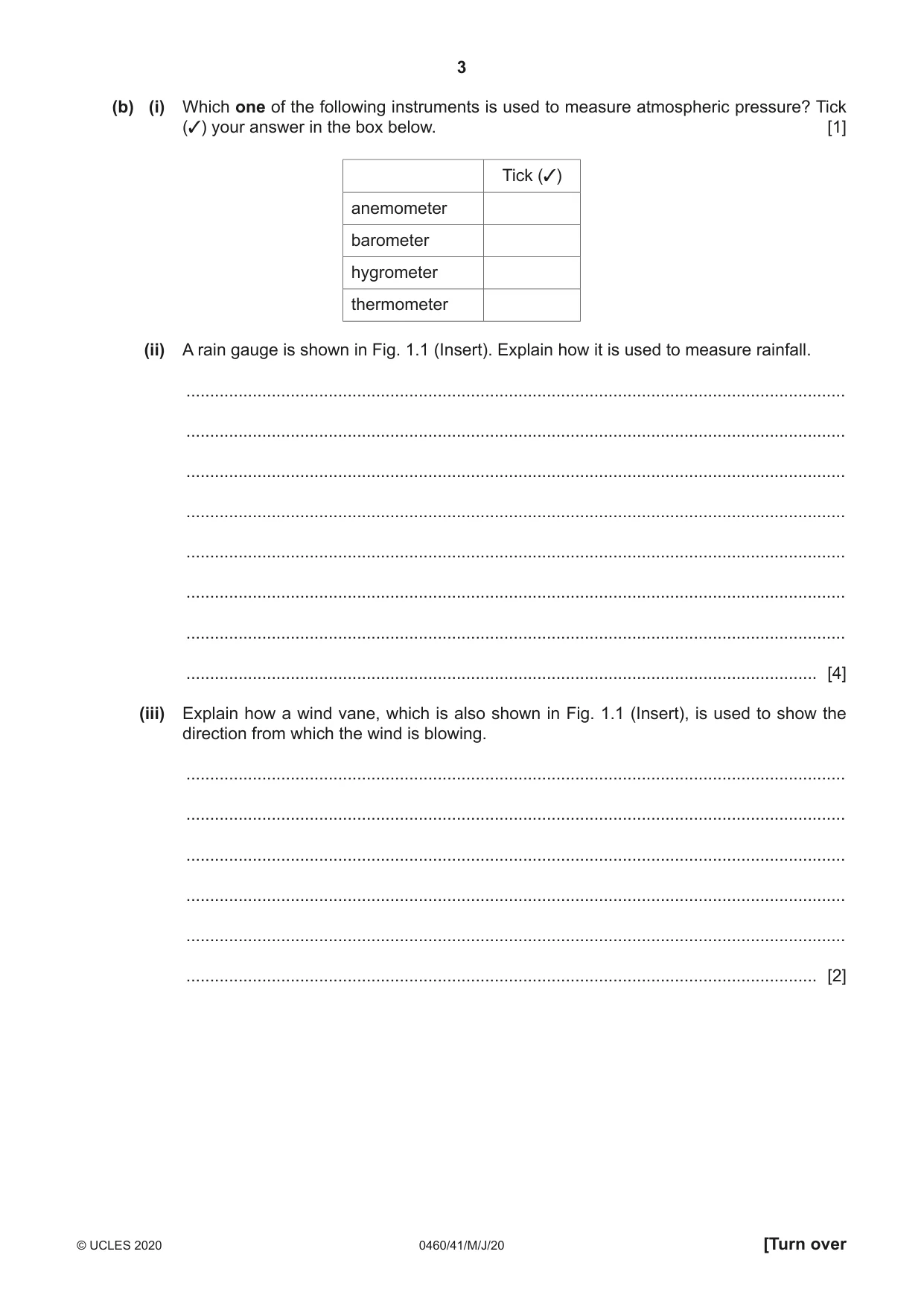 Cambridge IGCSE Geography 0460 2020 May/June Paper 4 · Variant 1 question paper, page 3 of 16