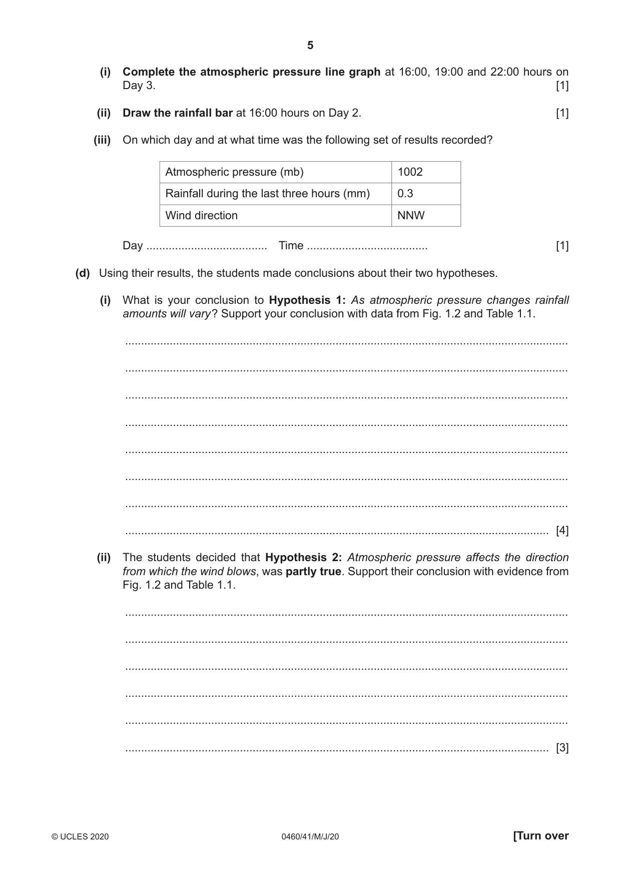 Cambridge IGCSE Geography 0460 2020 May/June Paper 4 · Variant 1 question paper, page 5 of 16
