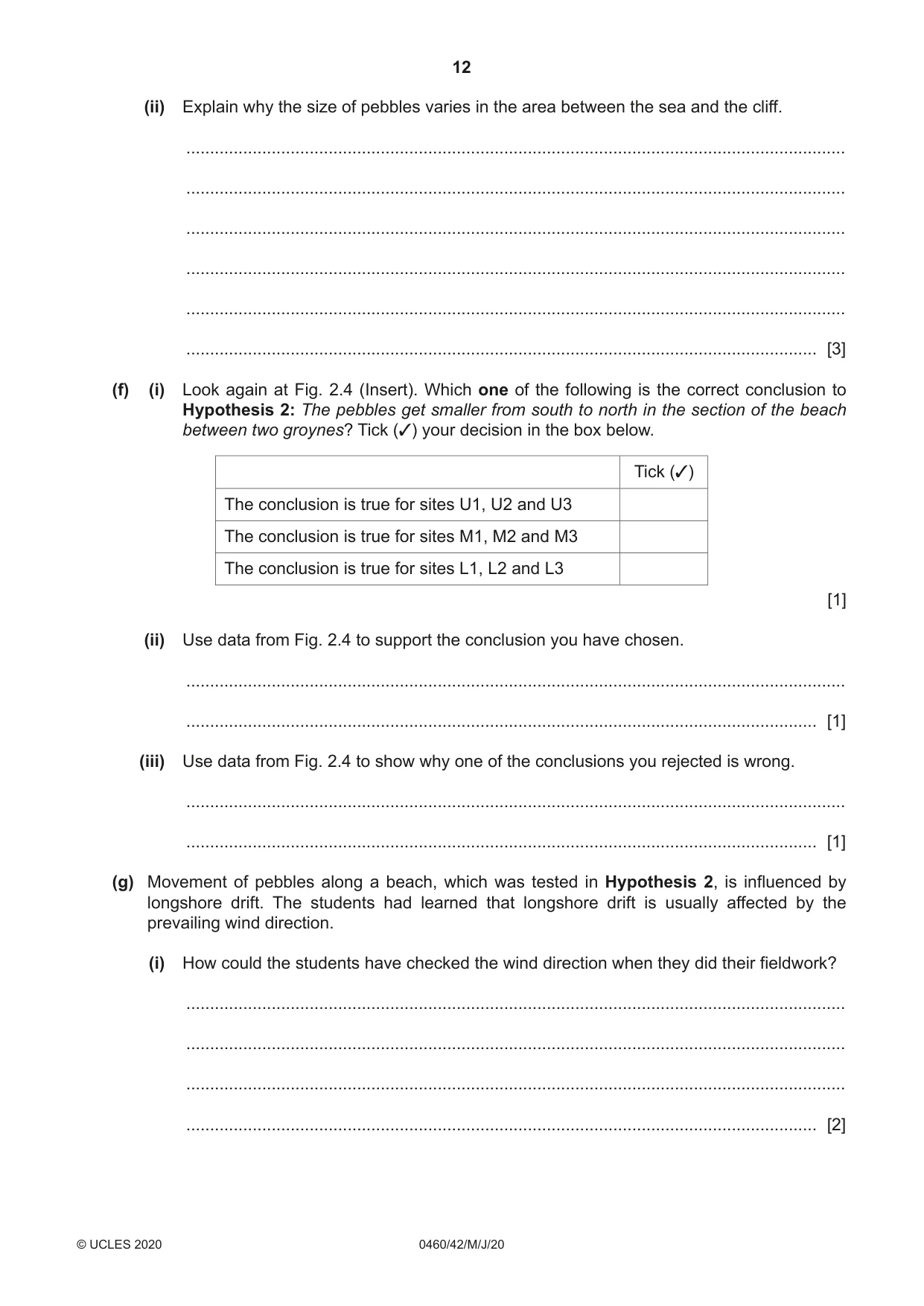 Cambridge IGCSE Geography 0460 2020 May/June Paper 4 · Variant 2 question paper, page 12 of 16