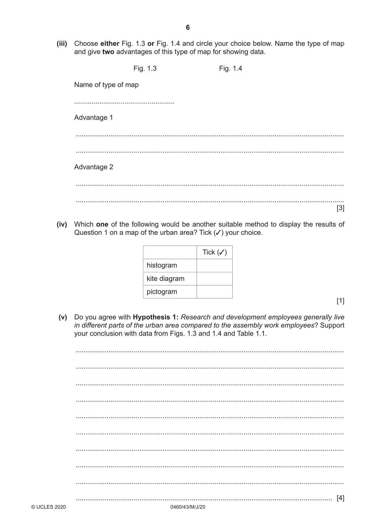 Cambridge IGCSE Geography 0460 2020 May/June Paper 4 · Variant 3 question paper, page 6 of 20
