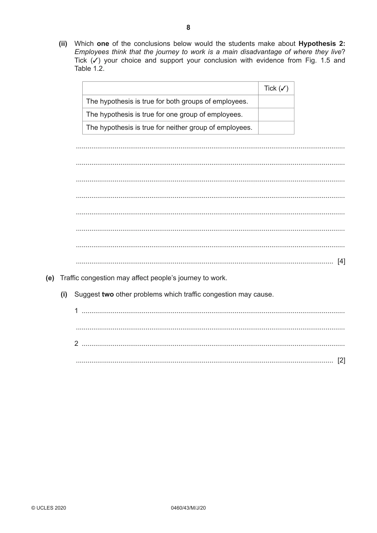 Cambridge IGCSE Geography 0460 2020 May/June Paper 4 · Variant 3 question paper, page 8 of 20