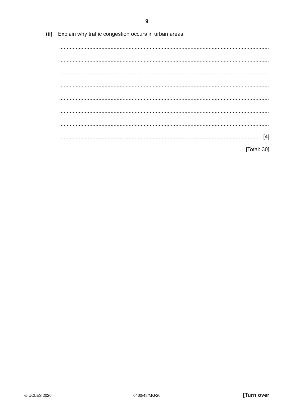 Cambridge IGCSE Geography 0460 2020 May/June Paper 4 · Variant 3 question paper, page 9 of 20