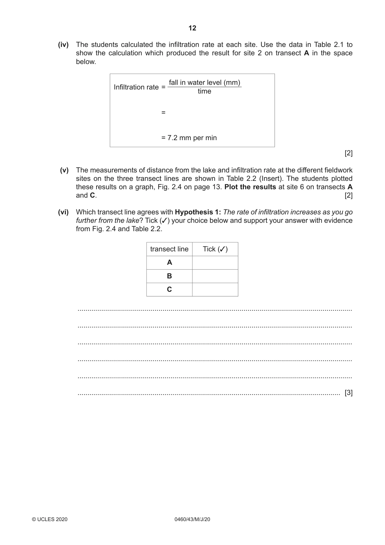Cambridge IGCSE Geography 0460 2020 May/June Paper 4 · Variant 3 question paper, page 12 of 20