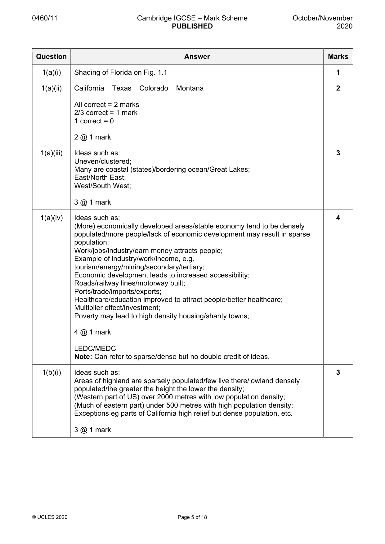 Mark scheme, page 5 of 18