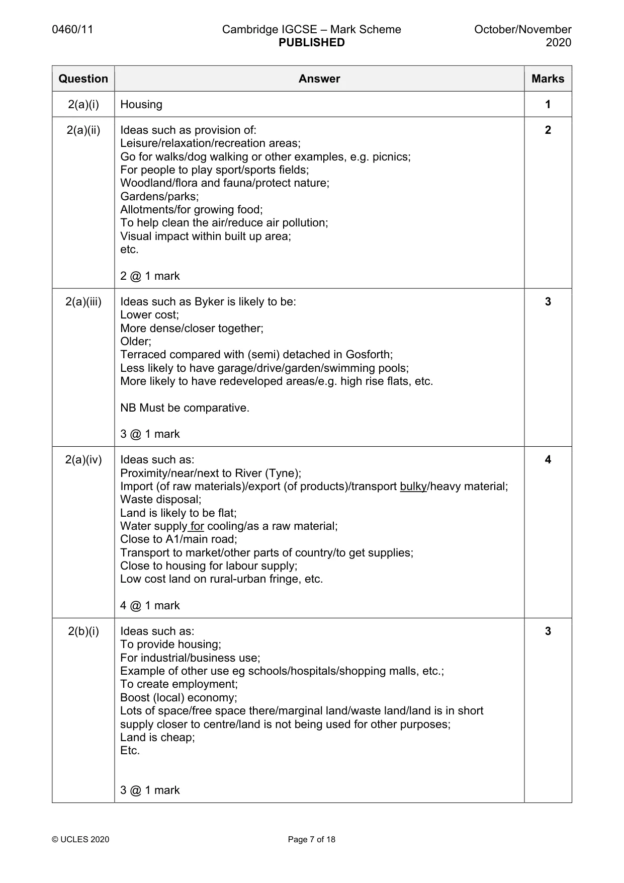 Mark scheme, page 7 of 18