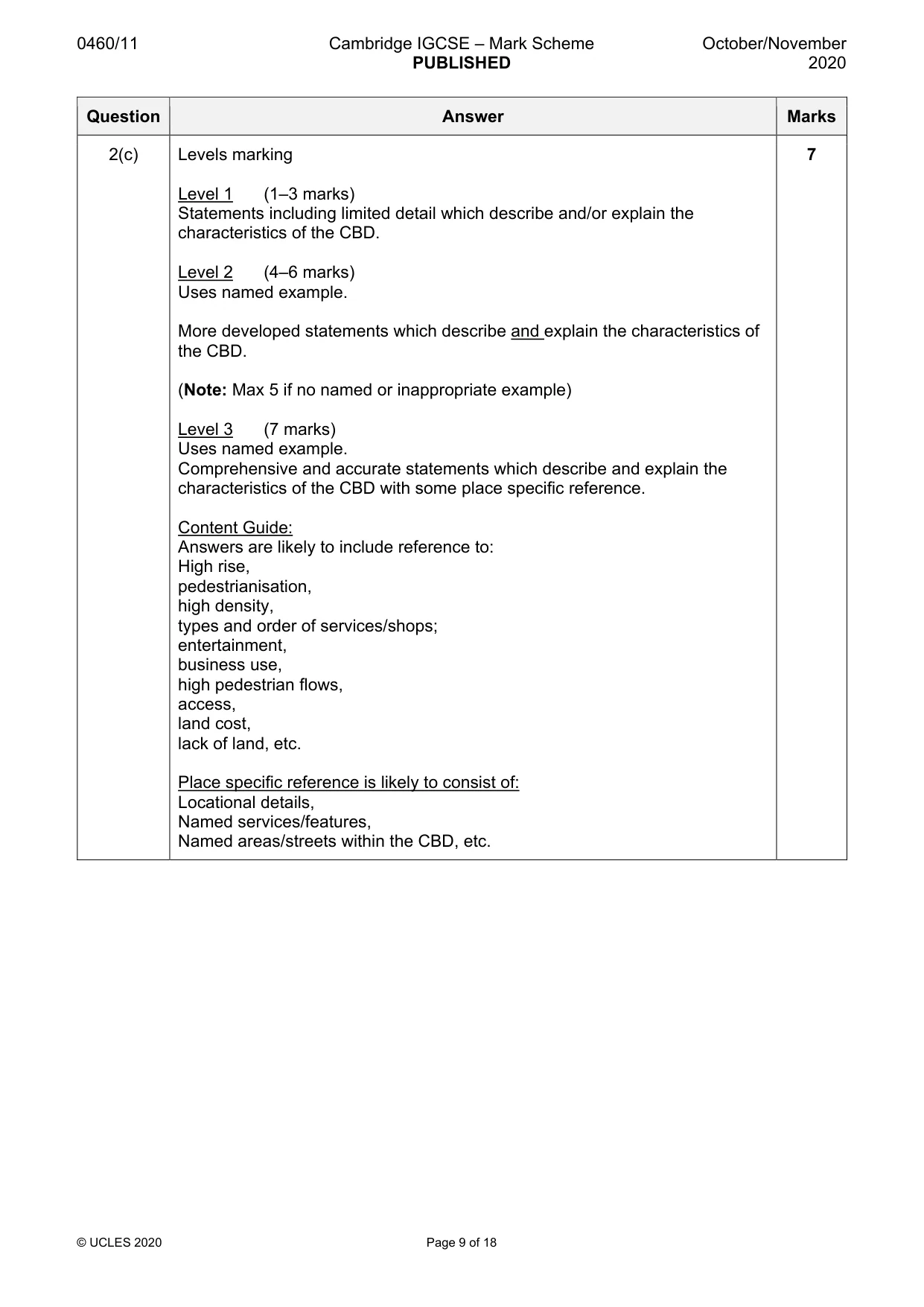 Mark scheme, page 9 of 18