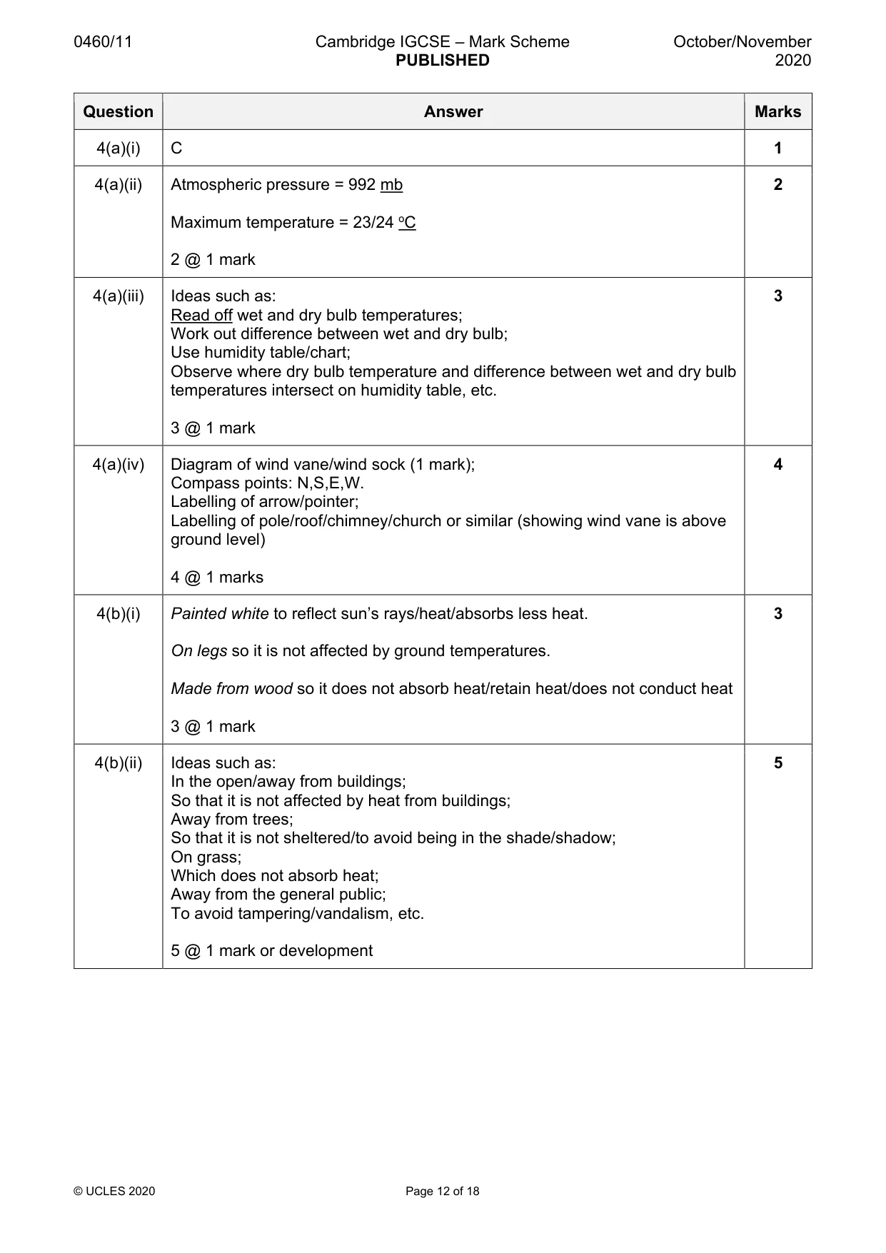Mark scheme, page 12 of 18
