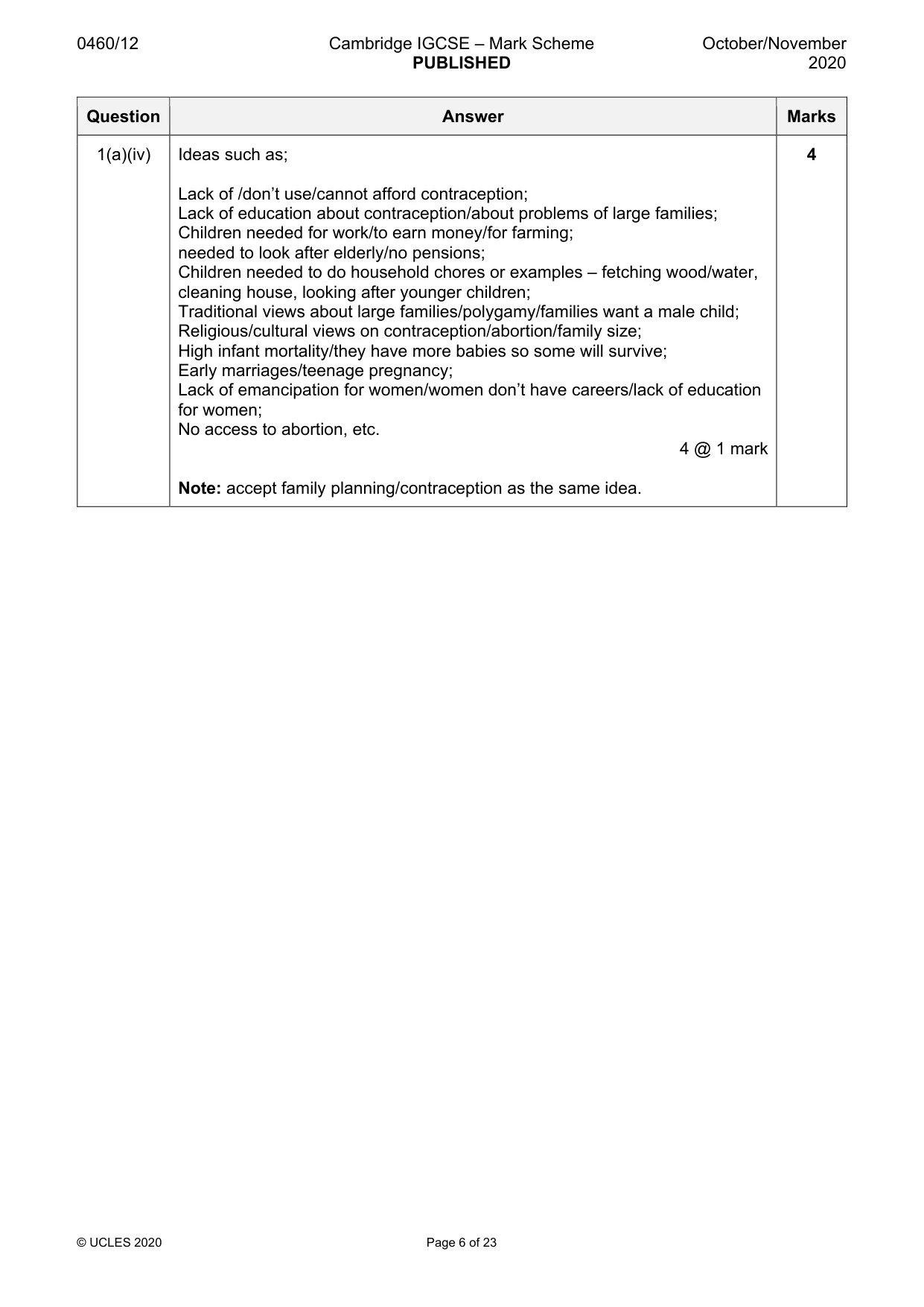 Mark scheme, page 6 of 23