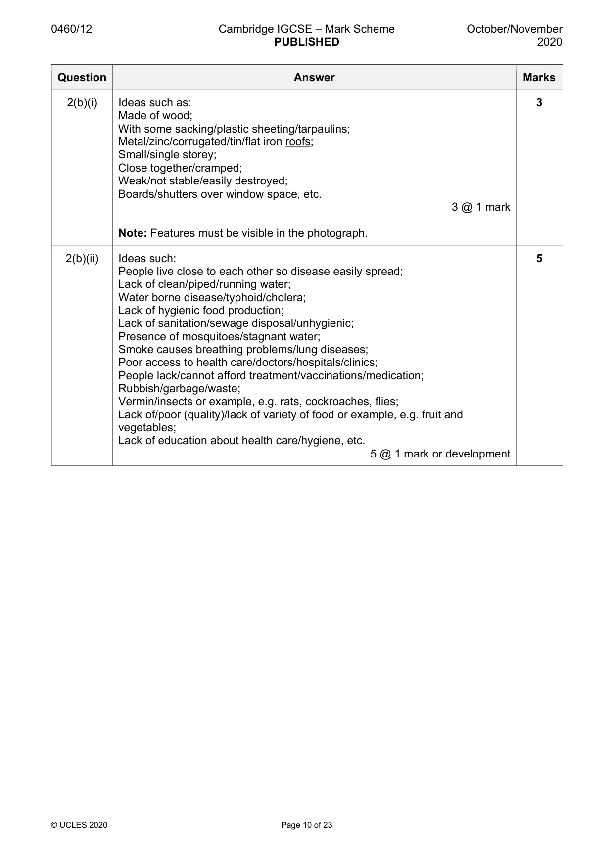 Mark scheme, page 10 of 23