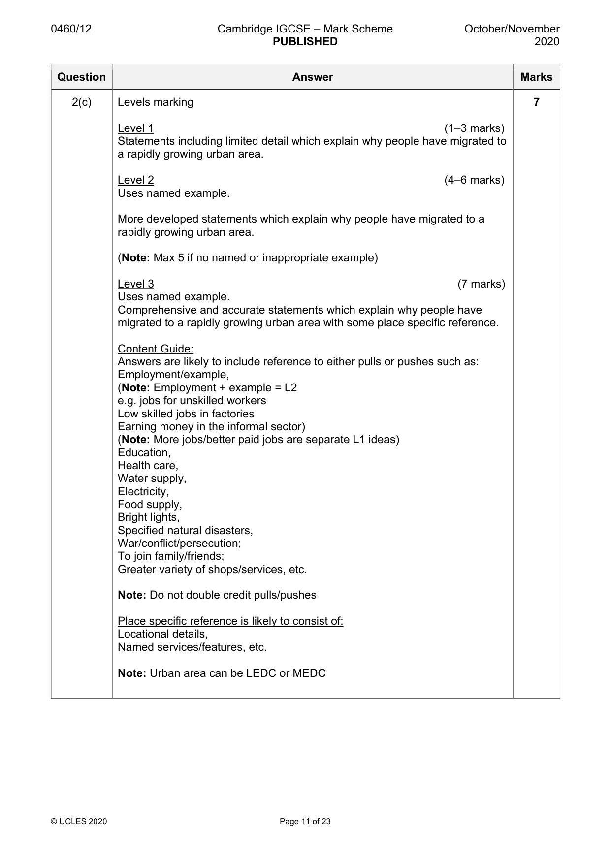 Mark scheme, page 11 of 23