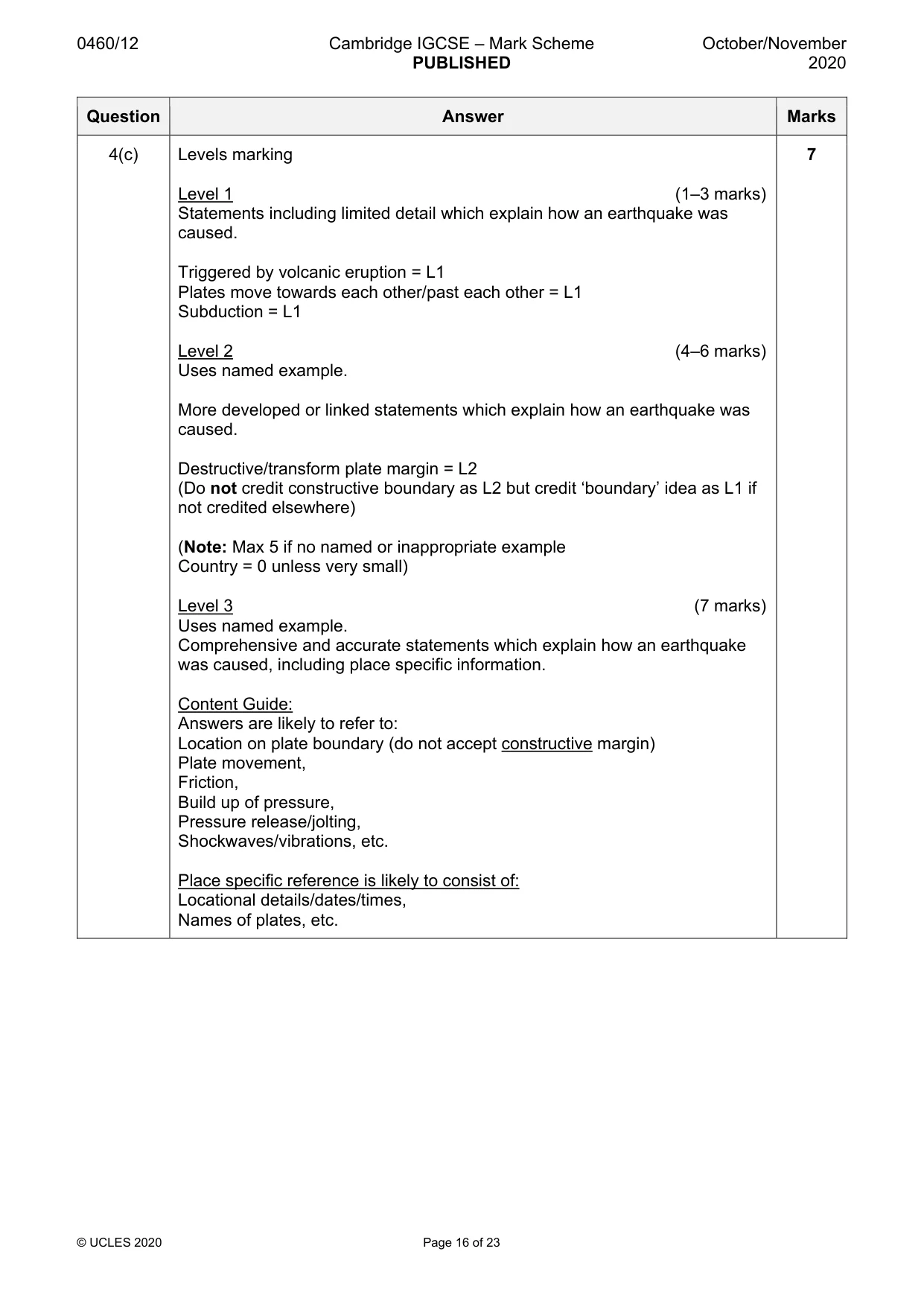 Mark scheme, page 16 of 23