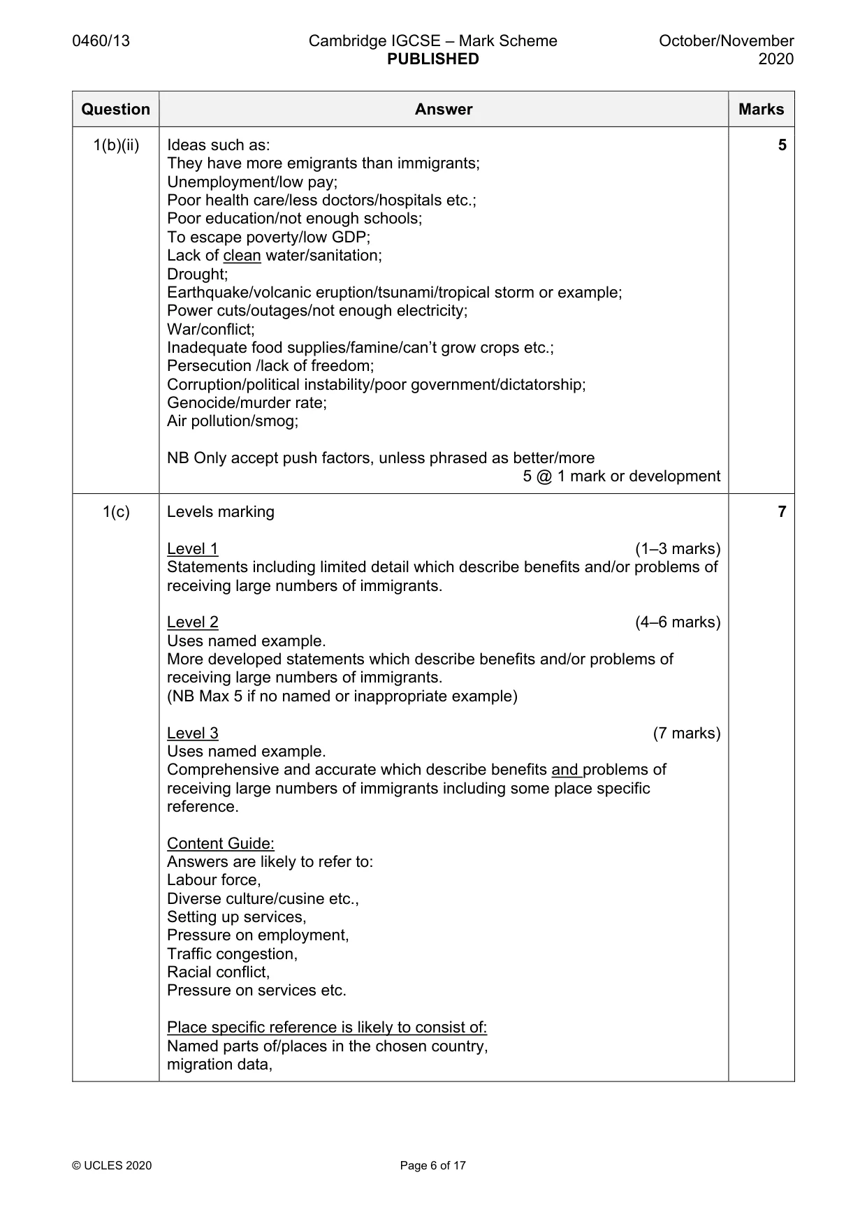 Mark scheme, page 6 of 17