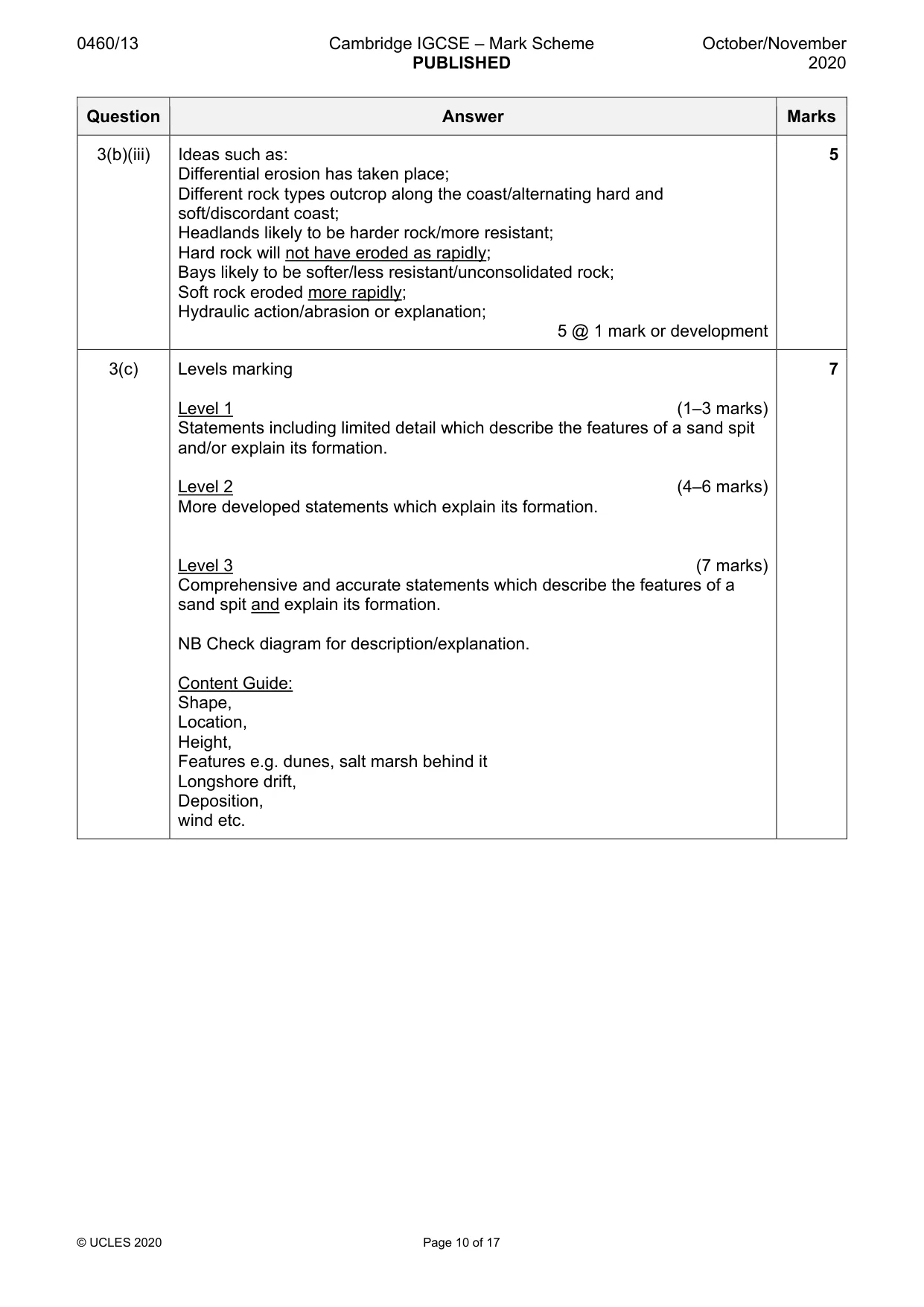 Mark scheme, page 10 of 17