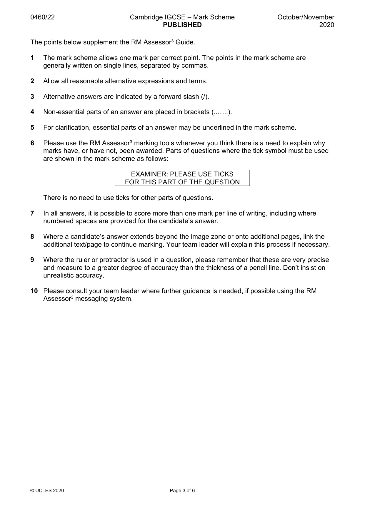 Mark scheme, page 3 of 6