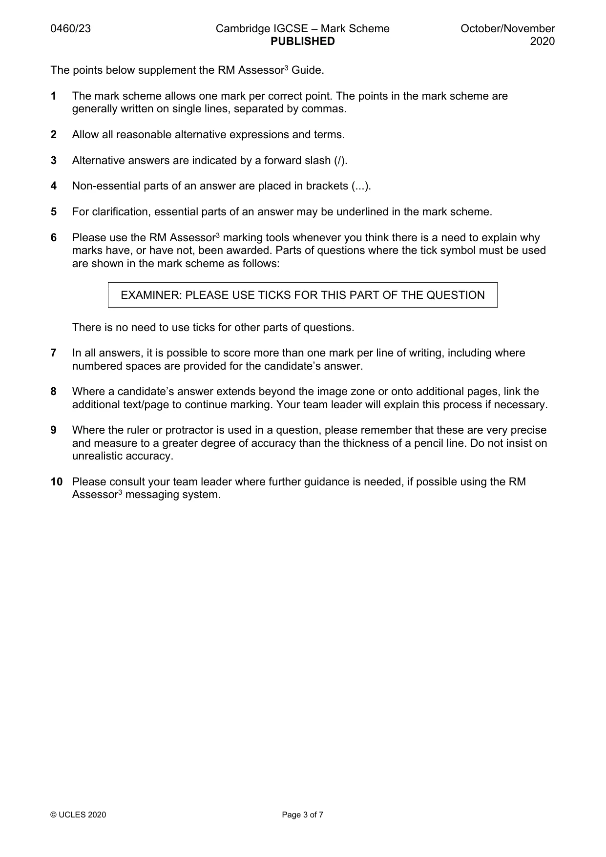 Mark scheme, page 3 of 7