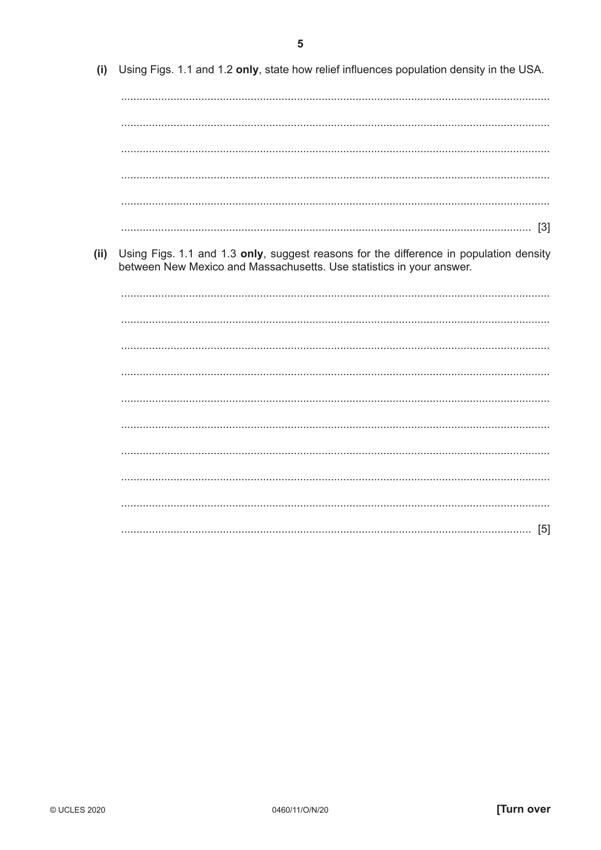 Cambridge IGCSE Geography 0460 2020 Oct/Nov Paper 1 · Variant 1 question paper, page 5 of 32
