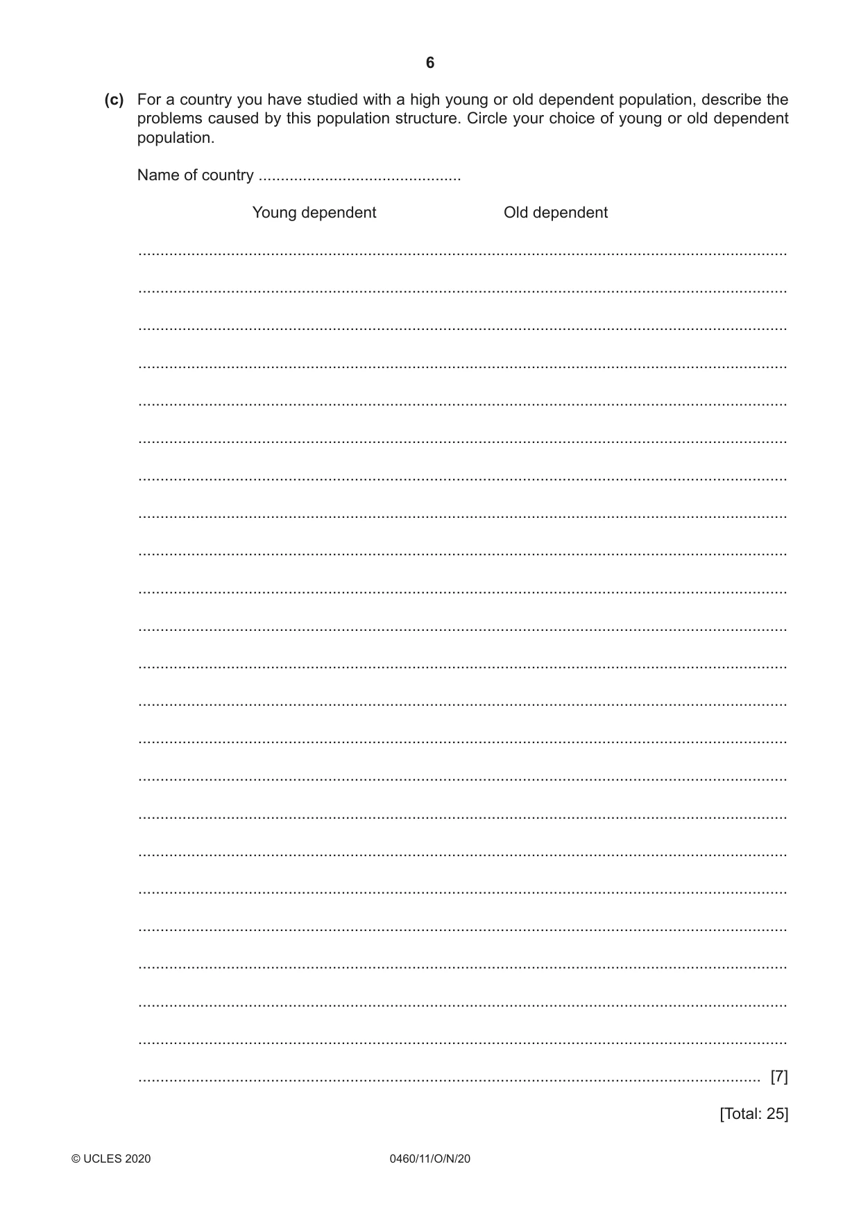 Cambridge IGCSE Geography 0460 2020 Oct/Nov Paper 1 · Variant 1 question paper, page 6 of 32