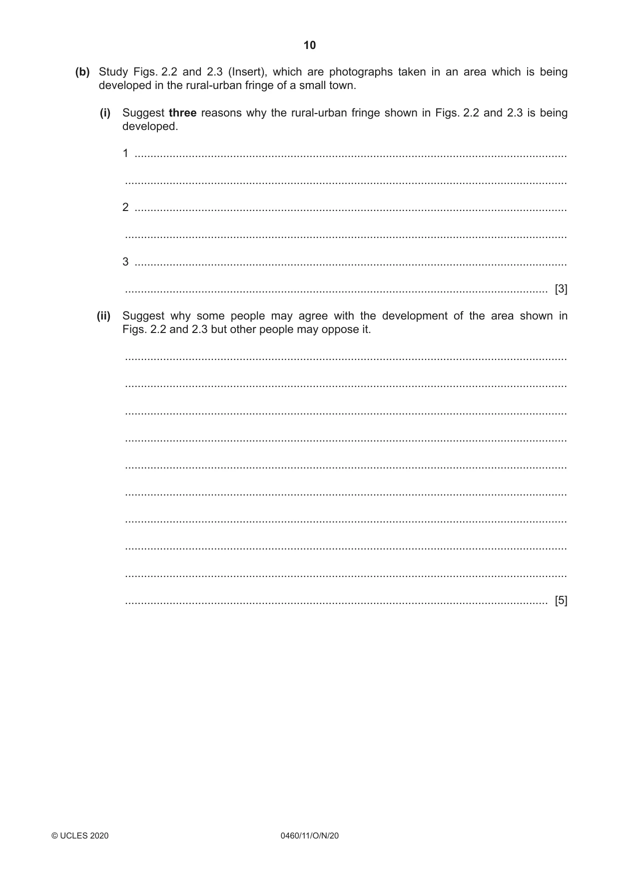 Cambridge IGCSE Geography 0460 2020 Oct/Nov Paper 1 · Variant 1 question paper, page 10 of 32