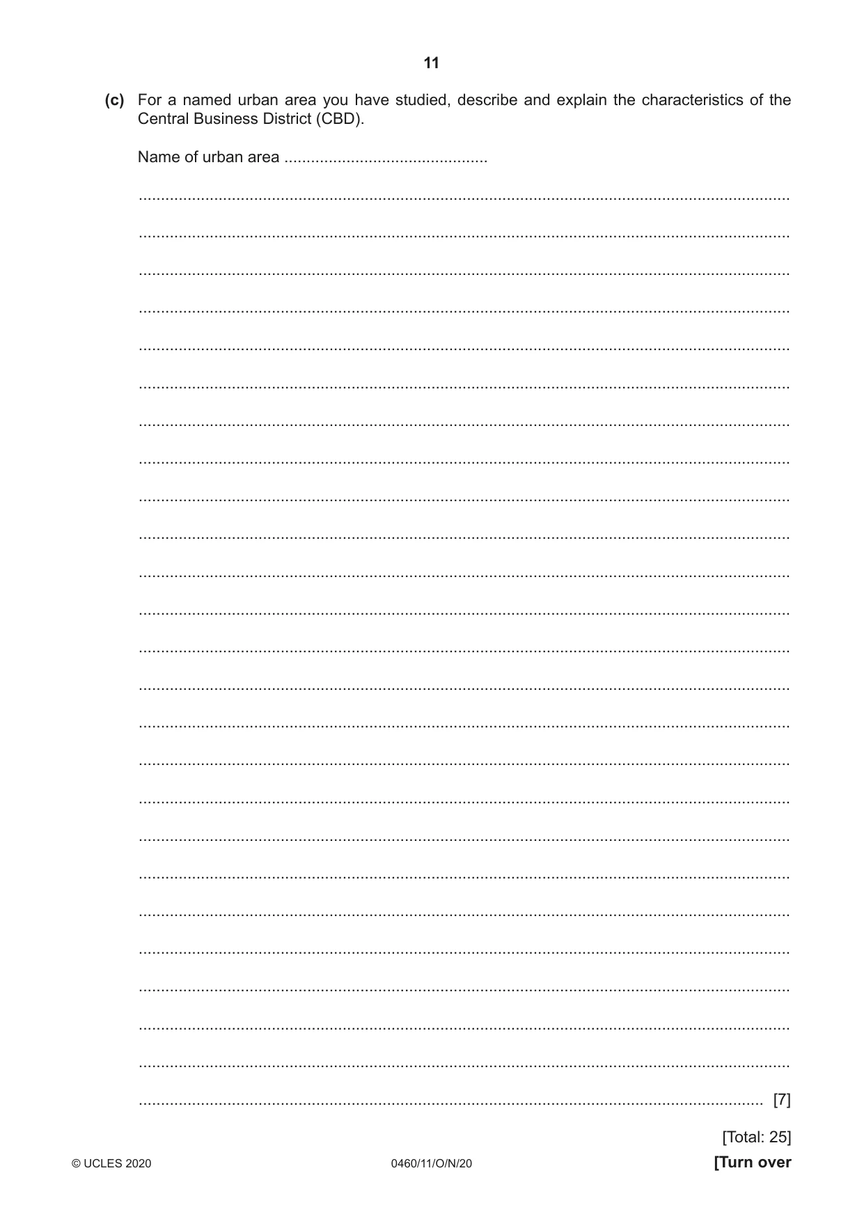 Cambridge IGCSE Geography 0460 2020 Oct/Nov Paper 1 · Variant 1 question paper, page 11 of 32