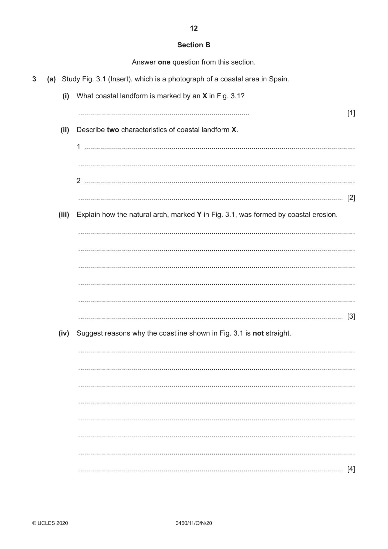 Cambridge IGCSE Geography 0460 2020 Oct/Nov Paper 1 · Variant 1 question paper, page 12 of 32
