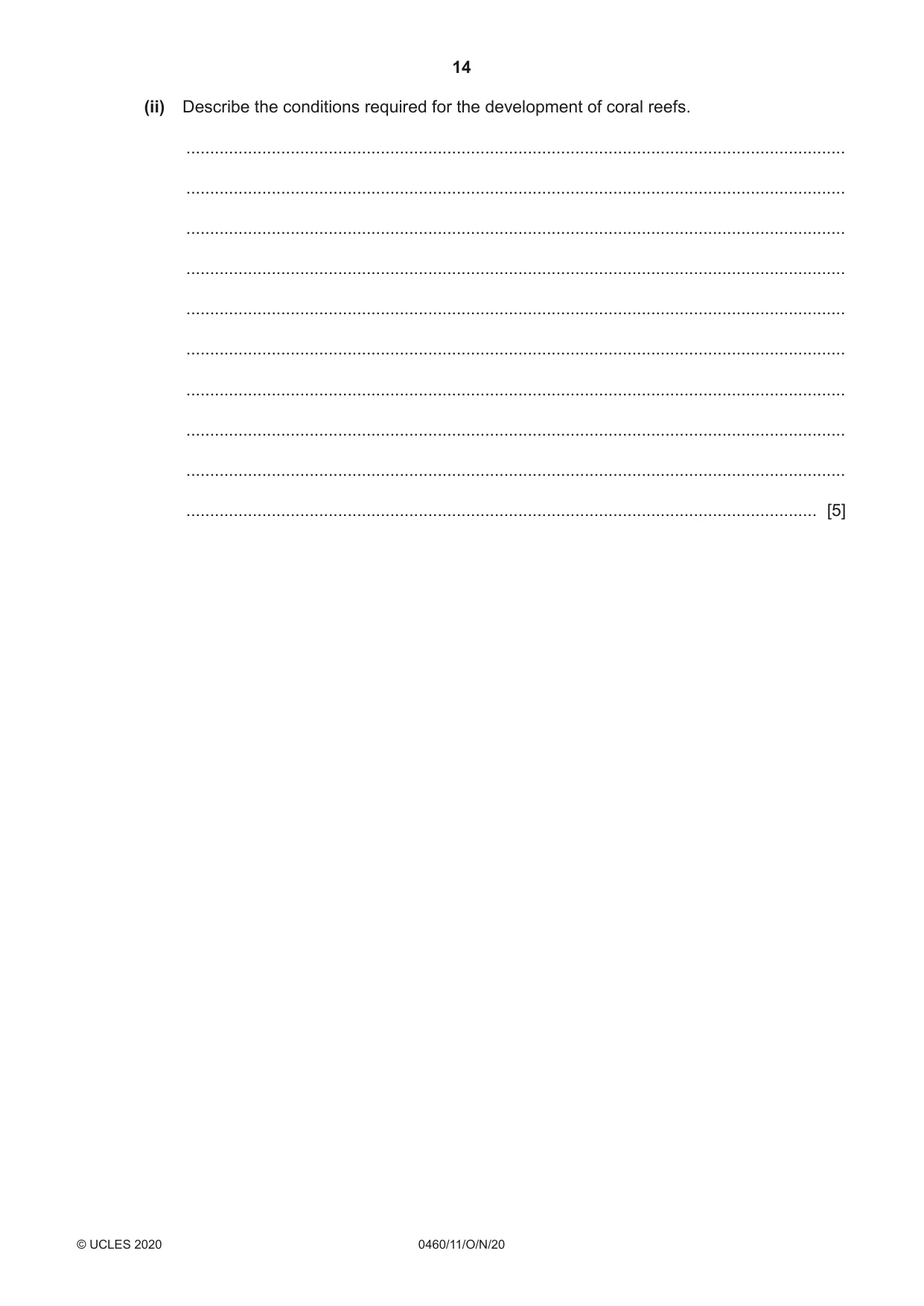 Cambridge IGCSE Geography 0460 2020 Oct/Nov Paper 1 · Variant 1 question paper, page 14 of 32