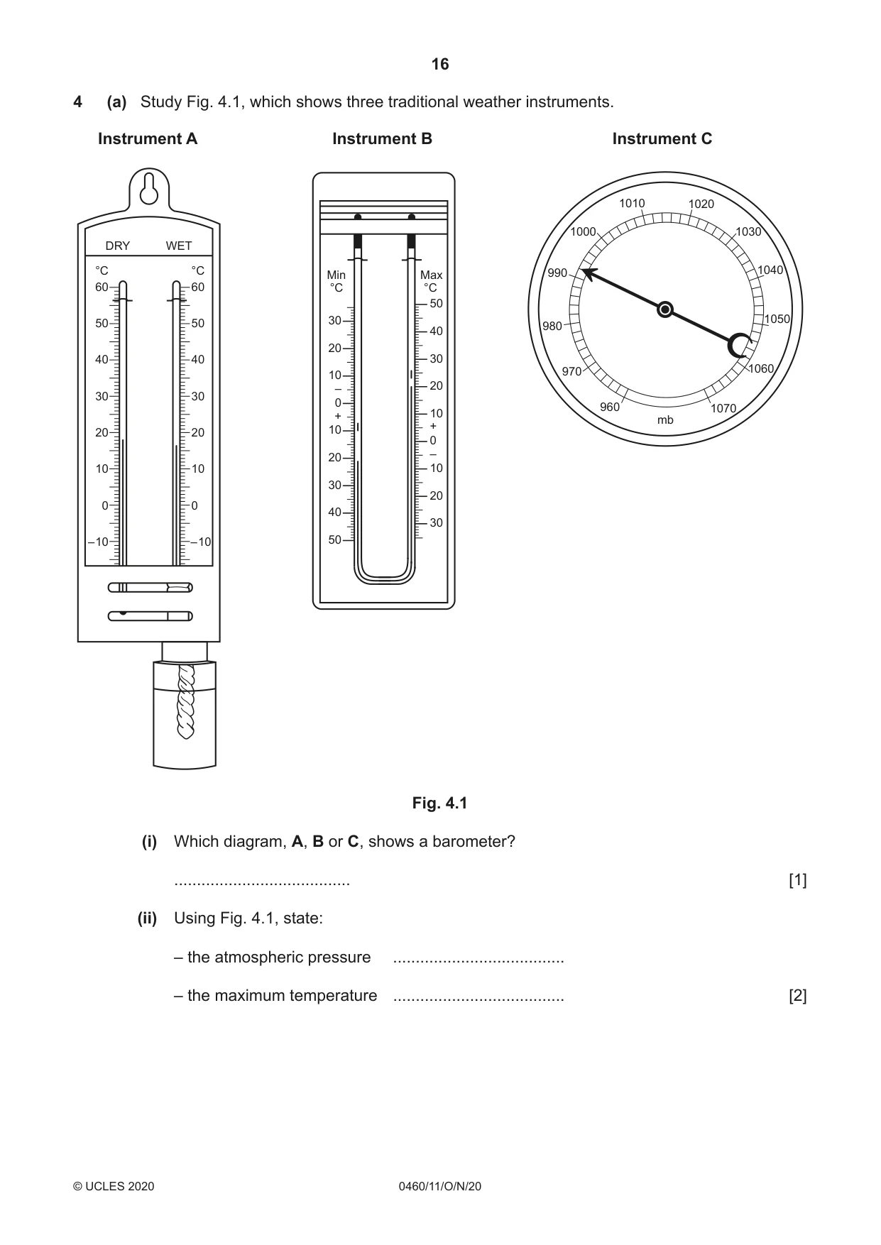 Cambridge IGCSE Geography 0460 2020 Oct/Nov Paper 1 · Variant 1 question paper, page 16 of 32
