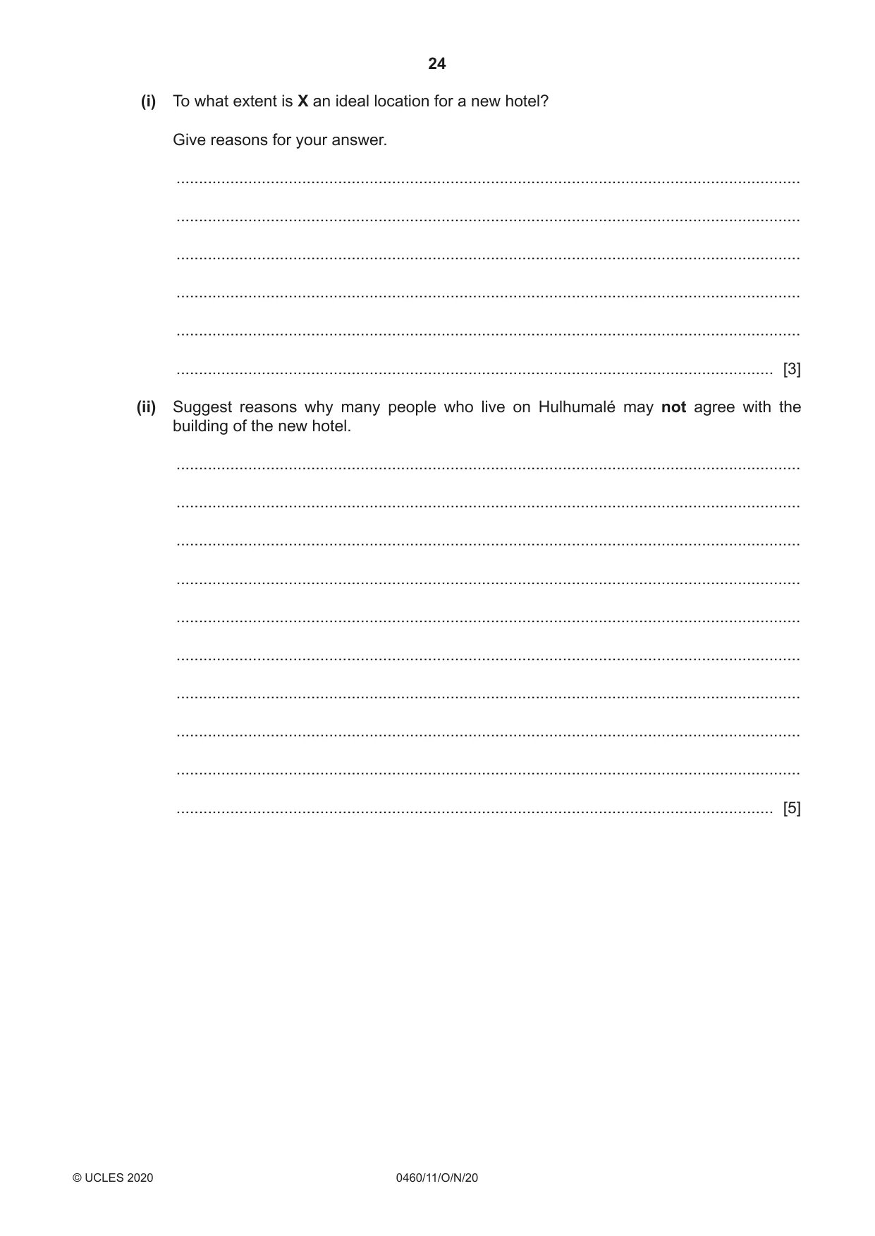 Cambridge IGCSE Geography 0460 2020 Oct/Nov Paper 1 · Variant 1 question paper, page 24 of 32