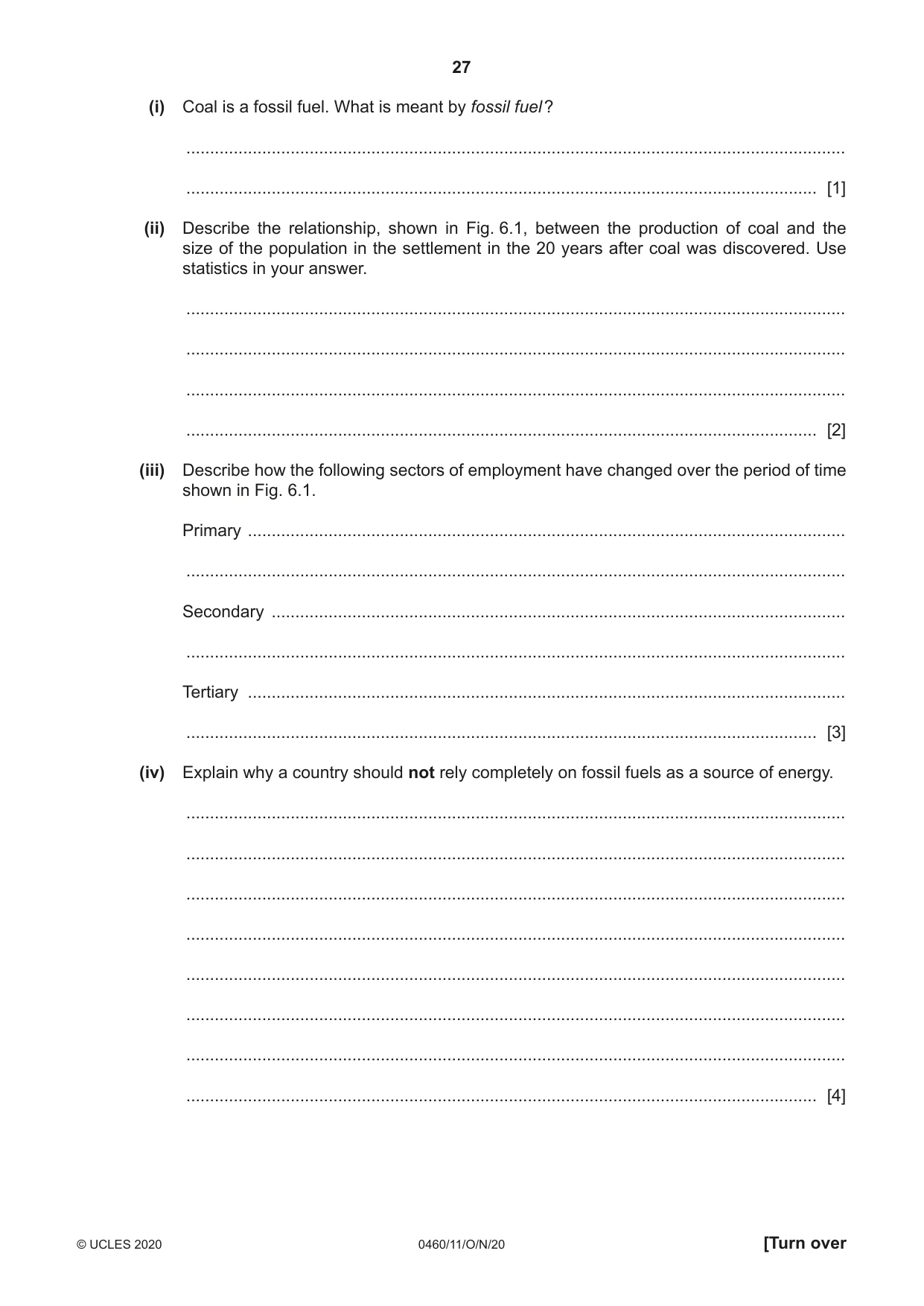 Cambridge IGCSE Geography 0460 2020 Oct/Nov Paper 1 · Variant 1 question paper, page 27 of 32