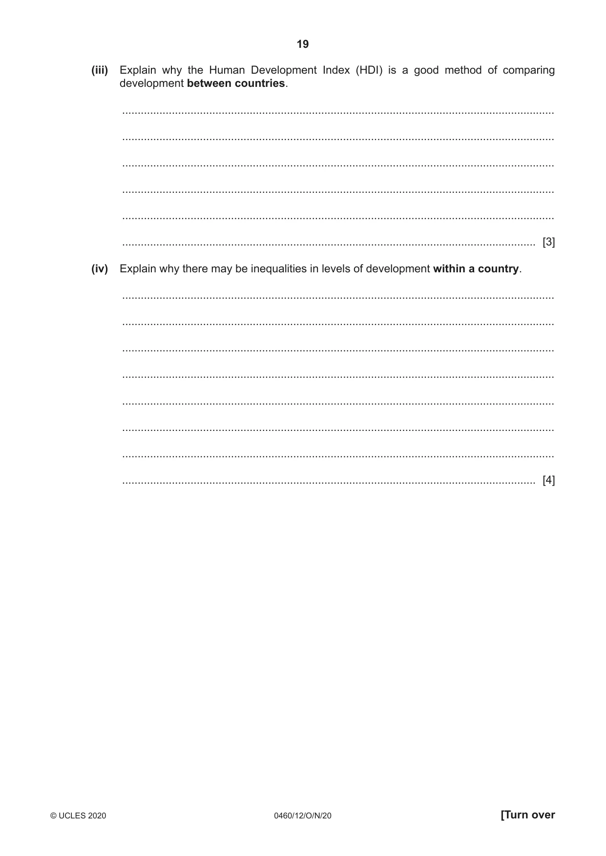 Cambridge IGCSE Geography 0460 2020 Oct/Nov Paper 1 · Variant 2 question paper, page 19 of 32