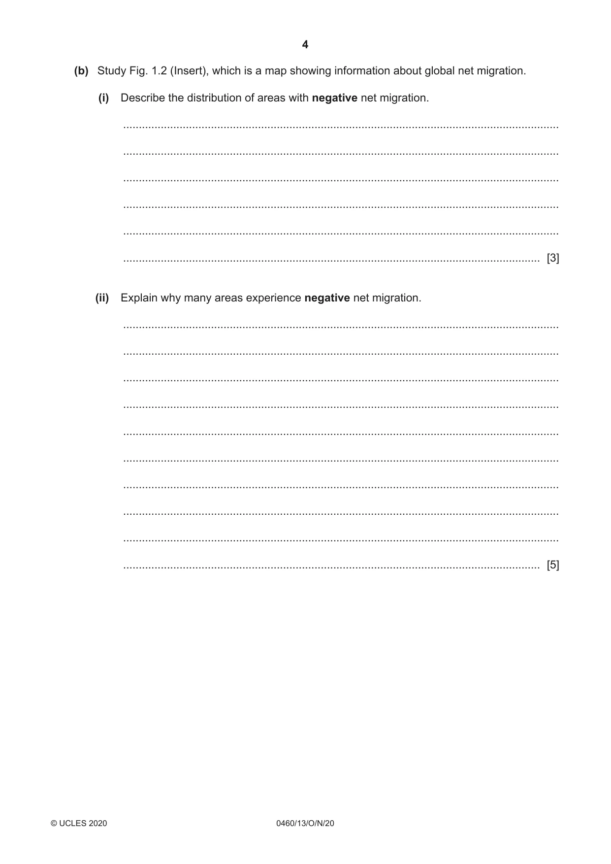 Cambridge IGCSE Geography 0460 2020 Oct/Nov Paper 1 · Variant 3 question paper, page 4 of 32