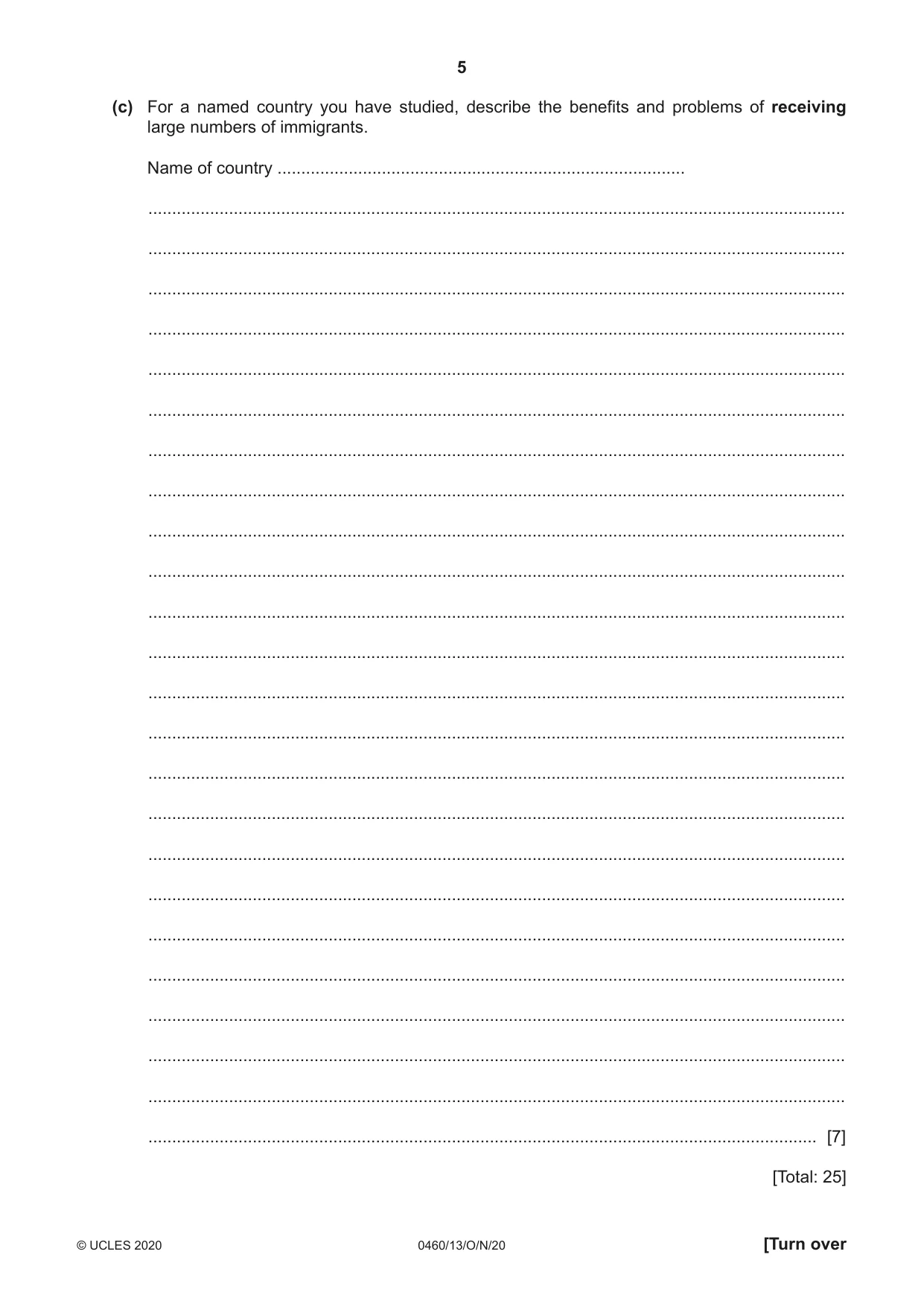 Cambridge IGCSE Geography 0460 2020 Oct/Nov Paper 1 · Variant 3 question paper, page 5 of 32