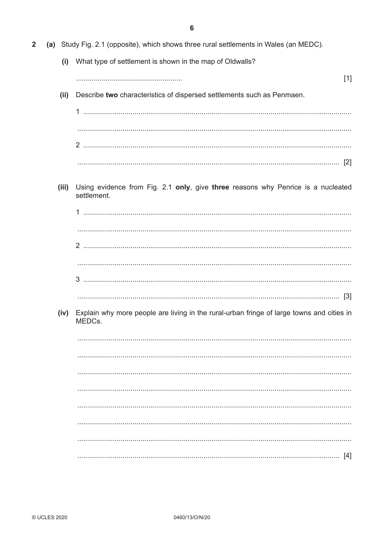 Cambridge IGCSE Geography 0460 2020 Oct/Nov Paper 1 · Variant 3 question paper, page 6 of 32