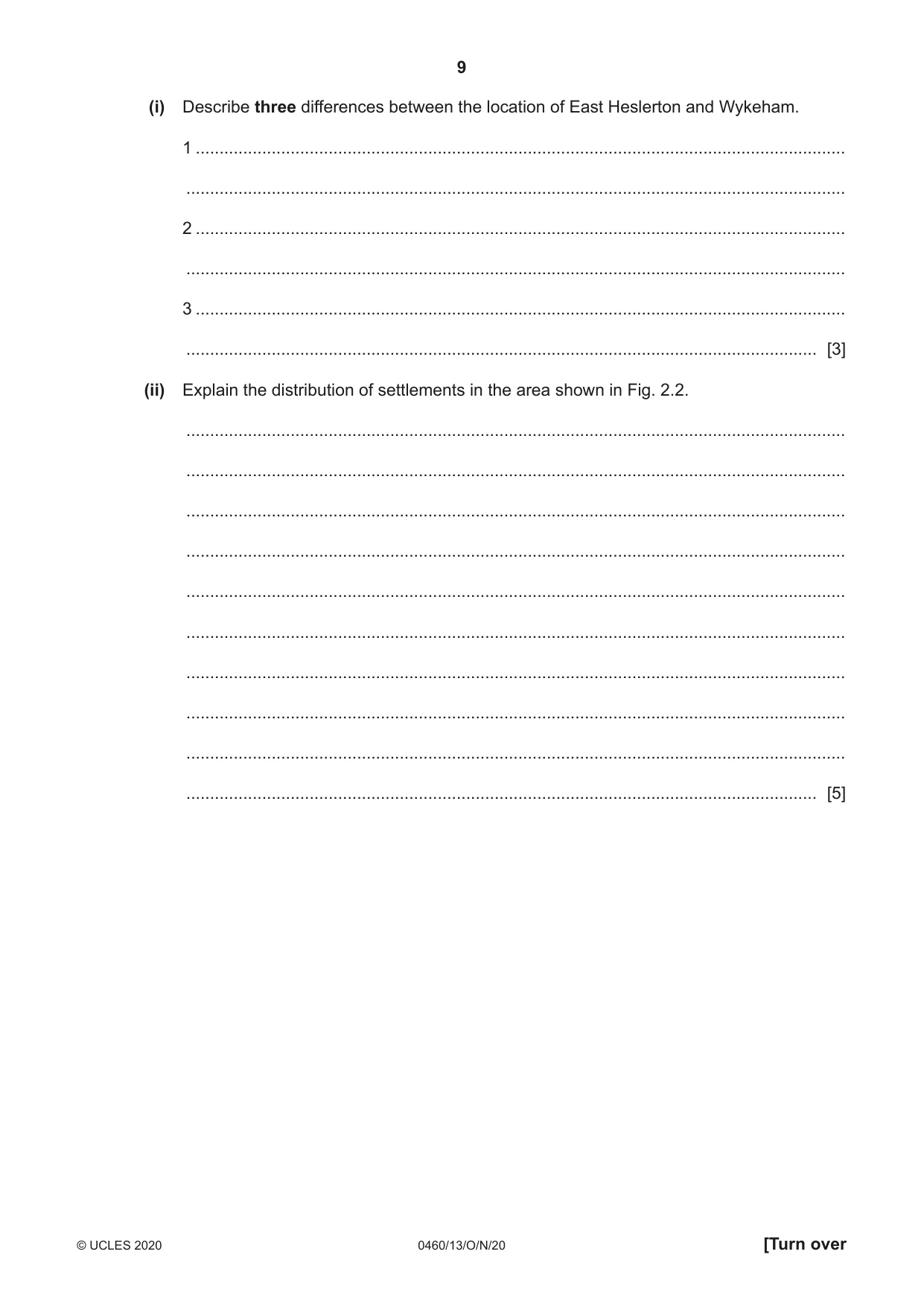 Cambridge IGCSE Geography 0460 2020 Oct/Nov Paper 1 · Variant 3 question paper, page 9 of 32