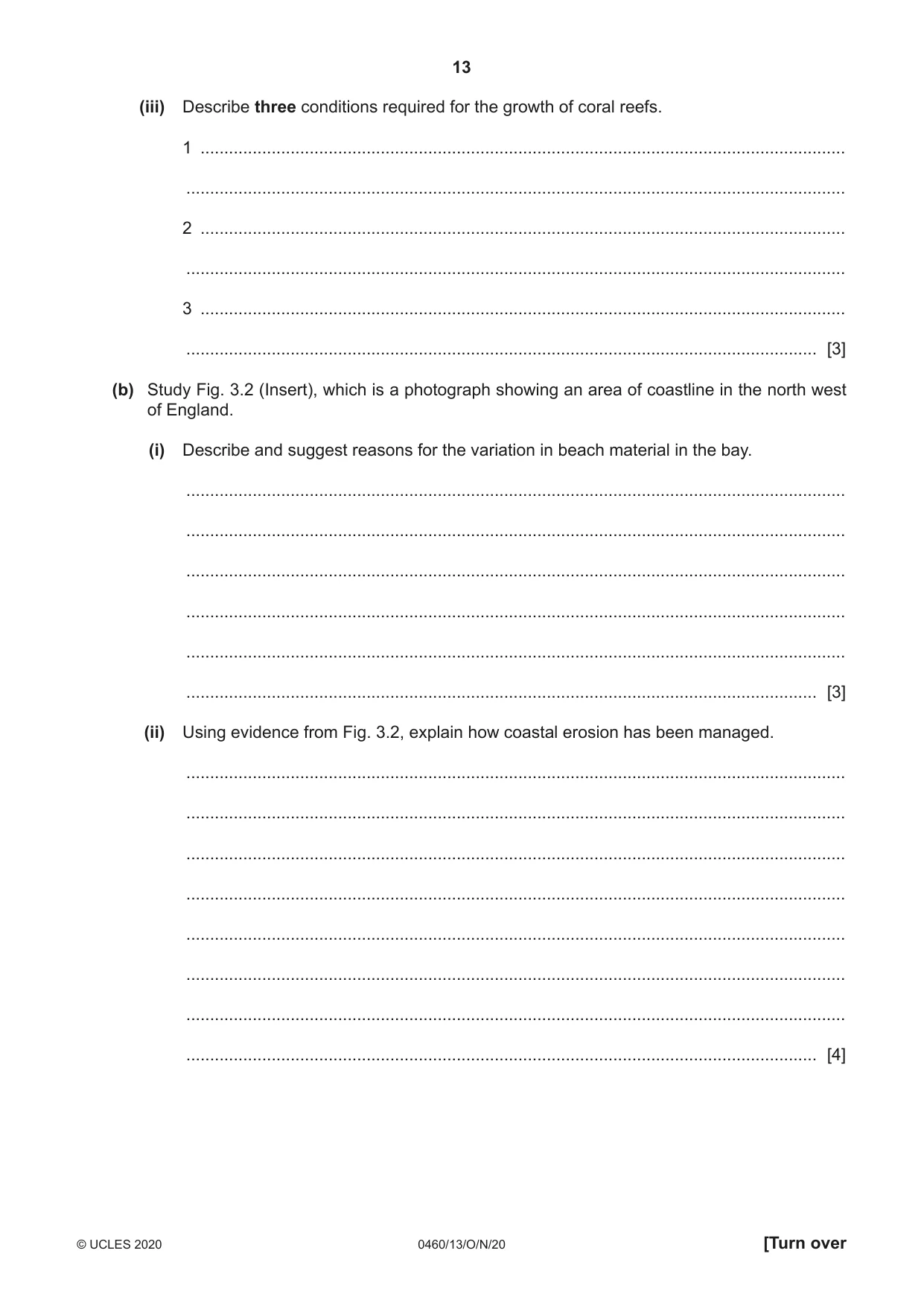Cambridge IGCSE Geography 0460 2020 Oct/Nov Paper 1 · Variant 3 question paper, page 13 of 32