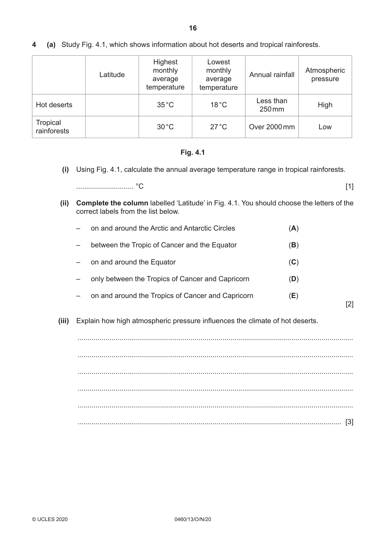 Cambridge IGCSE Geography 0460 2020 Oct/Nov Paper 1 · Variant 3 question paper, page 16 of 32
