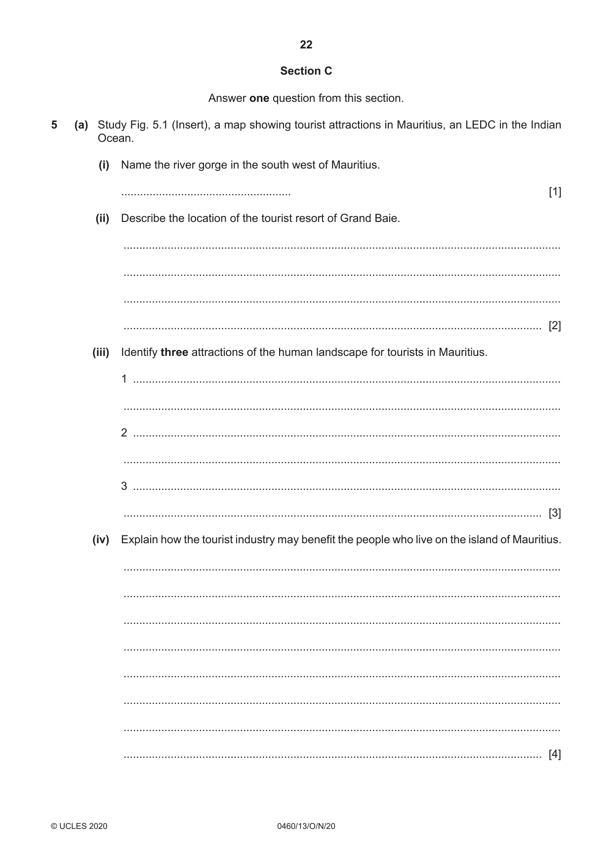 Cambridge IGCSE Geography 0460 2020 Oct/Nov Paper 1 · Variant 3 question paper, page 22 of 32