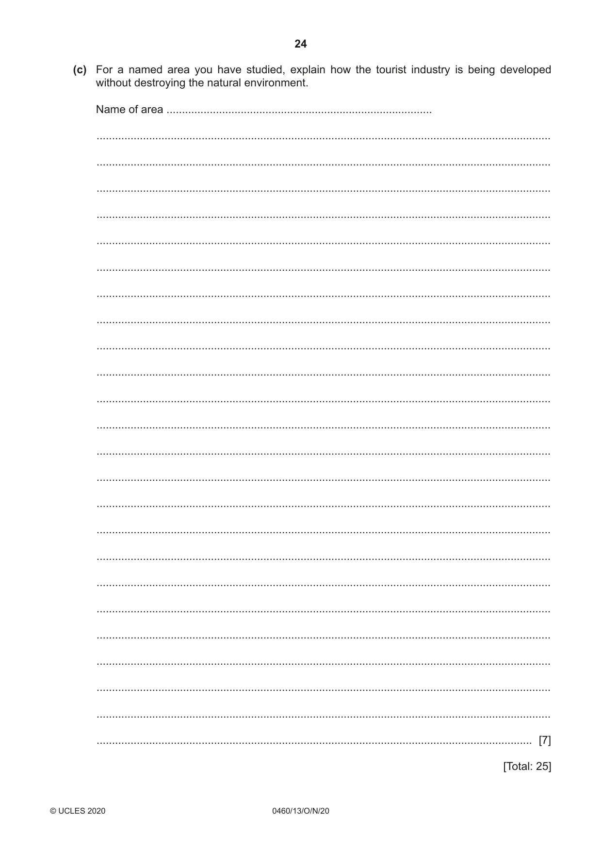 Cambridge IGCSE Geography 0460 2020 Oct/Nov Paper 1 · Variant 3 question paper, page 24 of 32