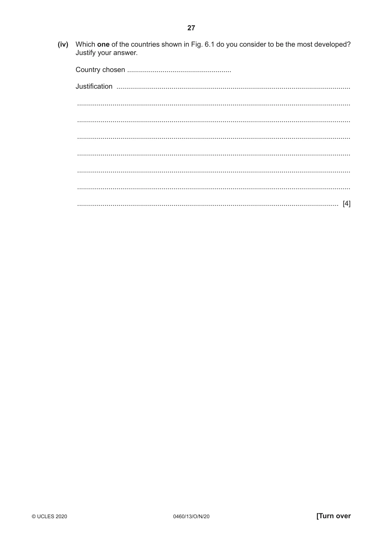 Cambridge IGCSE Geography 0460 2020 Oct/Nov Paper 1 · Variant 3 question paper, page 27 of 32